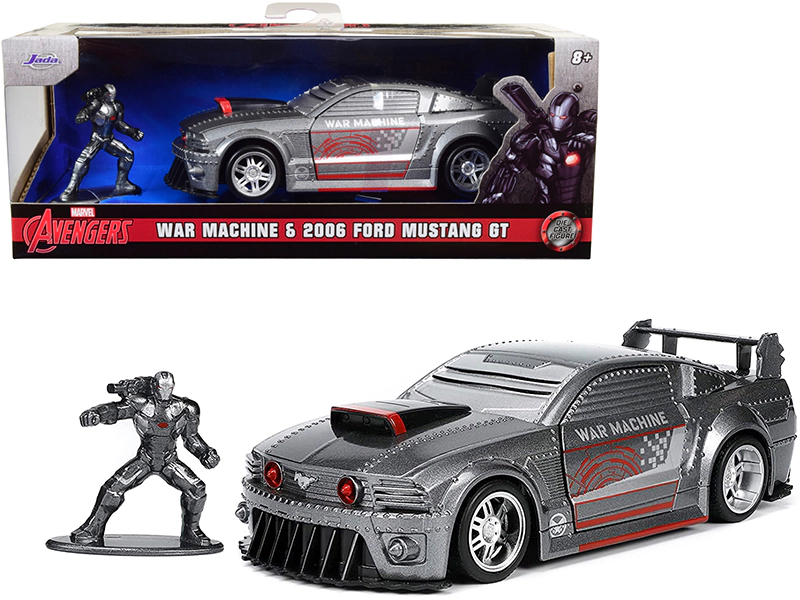 Jada 2006 Ford Mustang GT Gray Metallic and War Machine Diecast Figurine "Avengers" "Marvel" Series "Hollywood