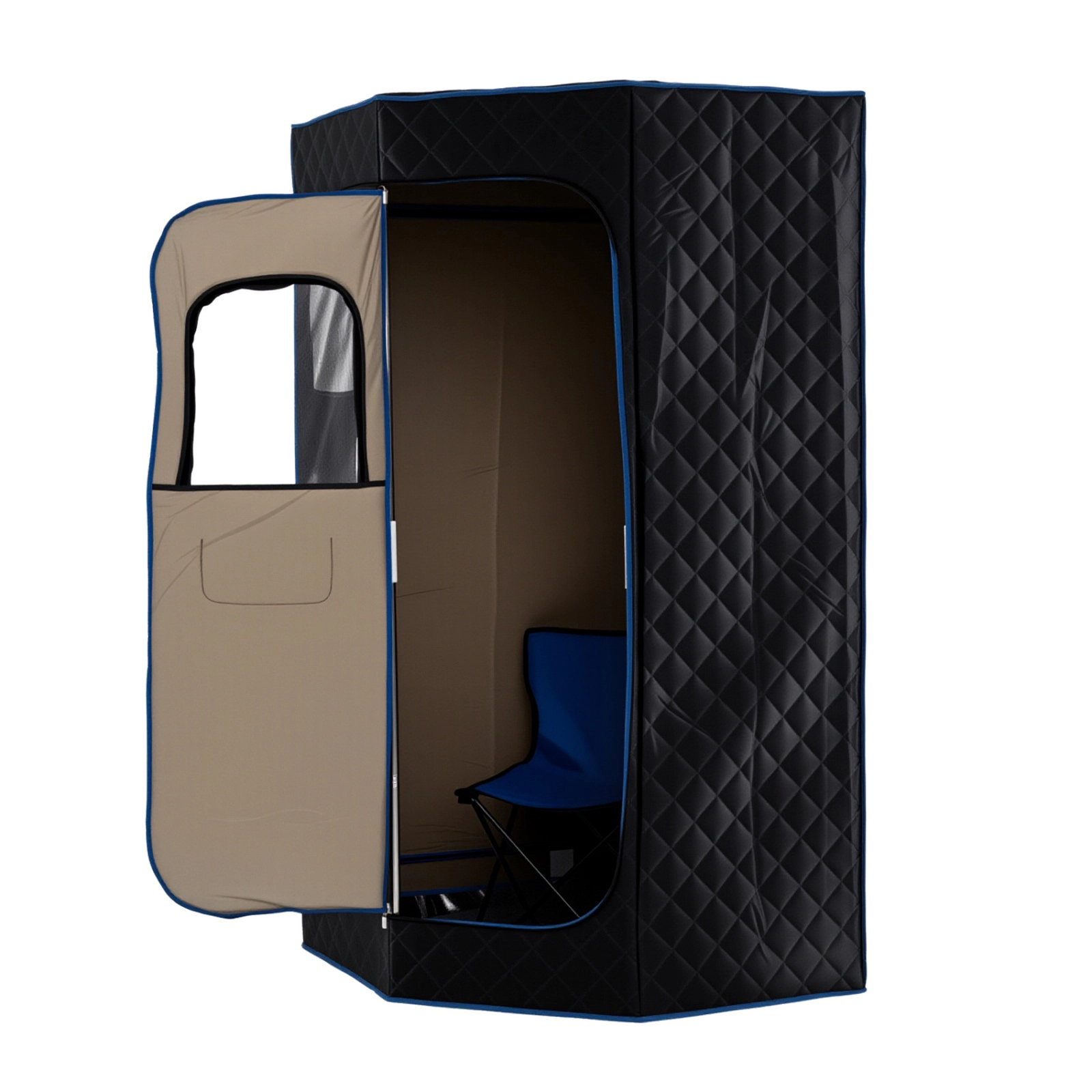 SUGIFT Black Portable Steam Sauna with 3-Liter Steamer and Folding Chair 35.5-in W 35.5-in D 71-in H 9 Heat Levels