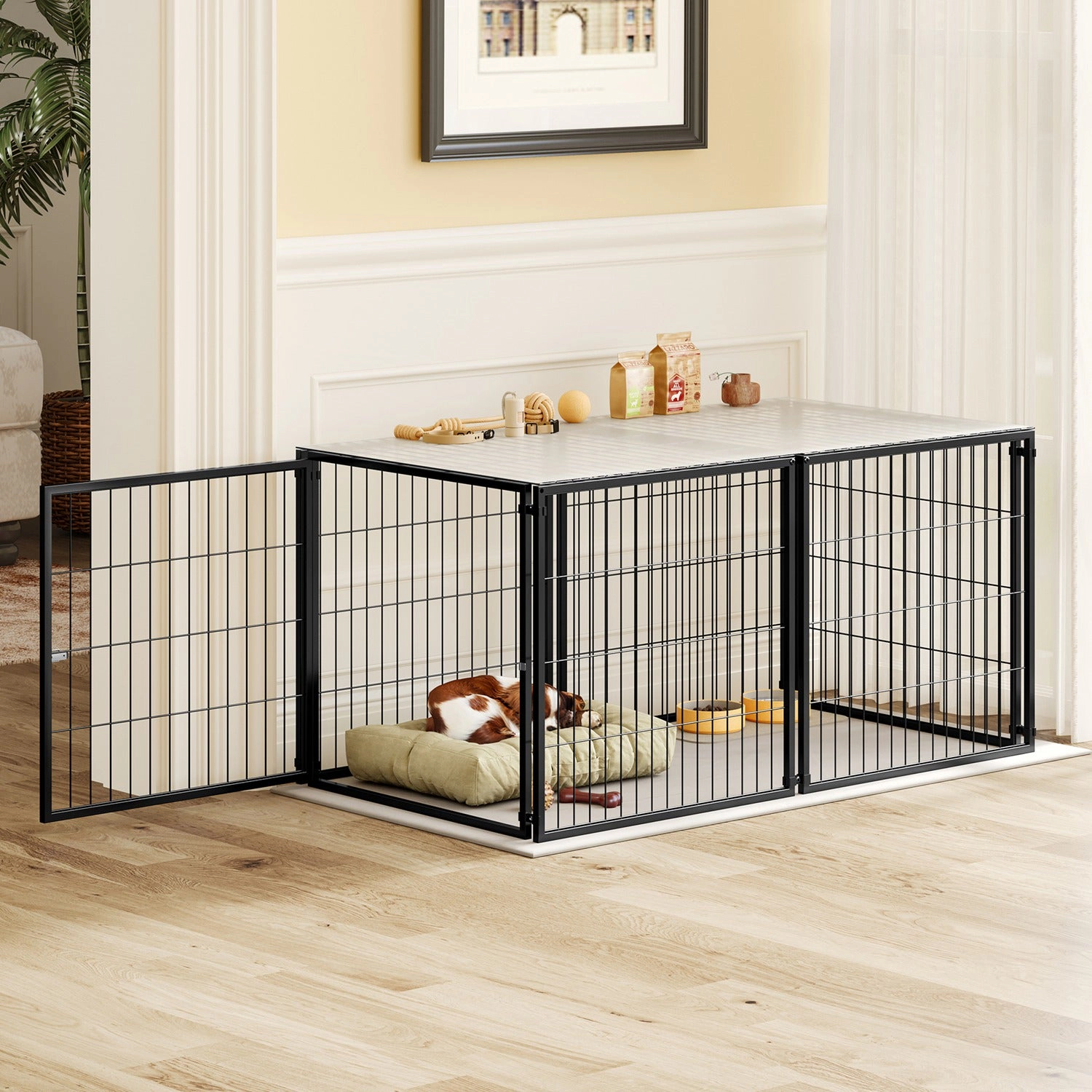 GBruno 48 In Heavy Duty Metal Dog Kennel With PVC Top