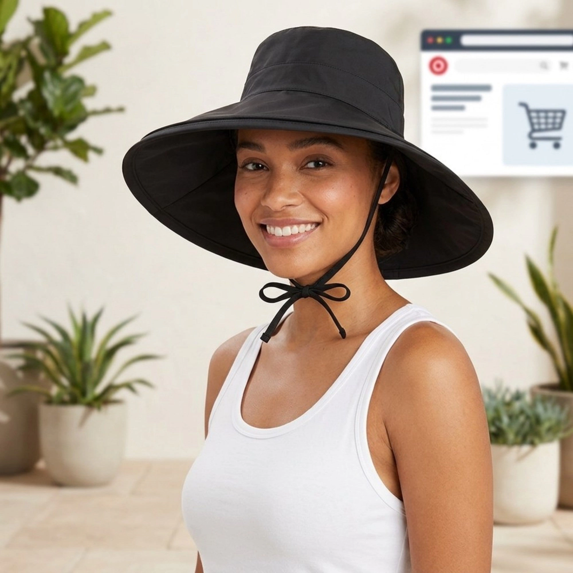Anna-Kaci Womens Reversible Wide Brim Sun Hat Adjustable Chin Strap UV Protection Summer