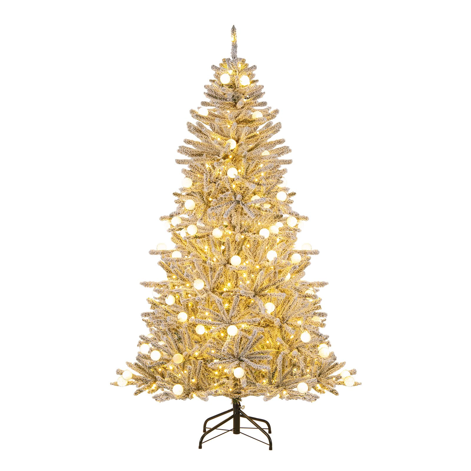 SlickBlue Pre-Lit Snow Flocked Christmas Tree with Remote Control