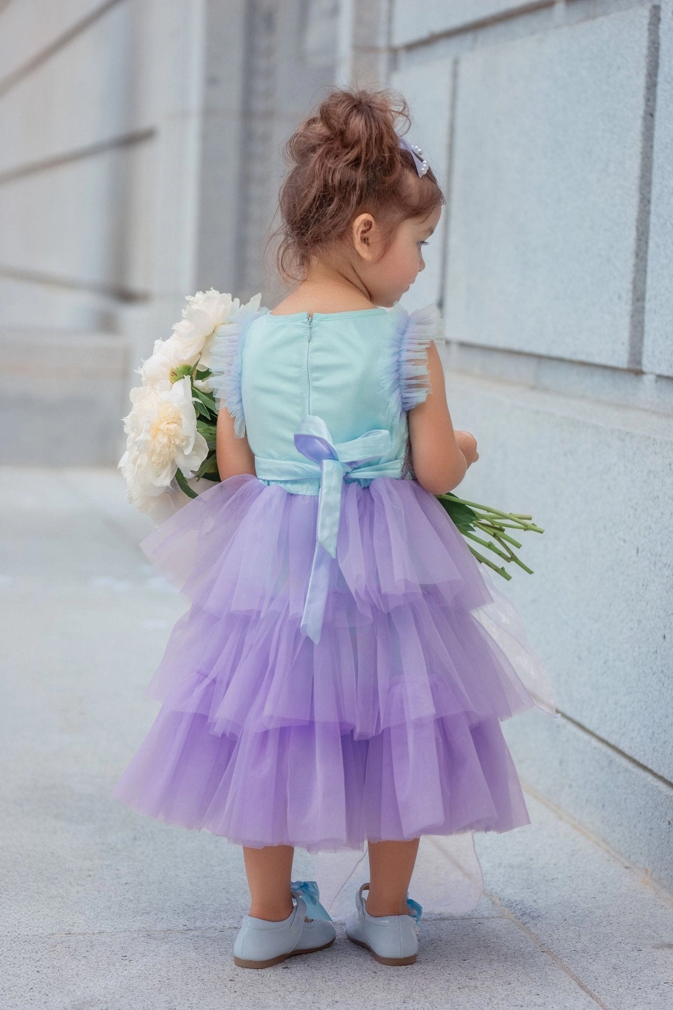Faeella Girls Lilac Dream Tiered Tulle Birthday Dress