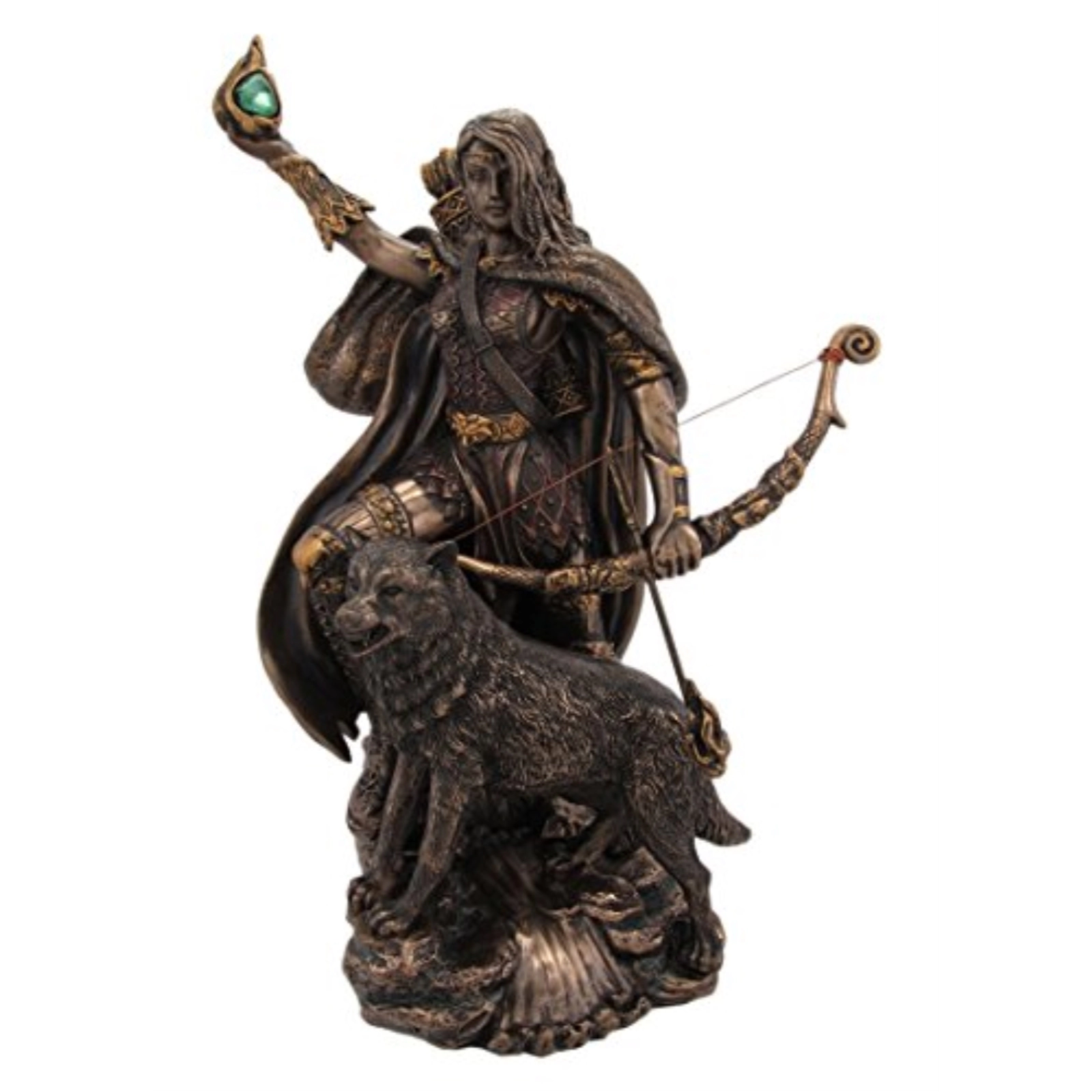 Pacific Giftware Skadi Warrior with Bow and Arrow and Wolf Resin Statue Figurine 9.1 inch