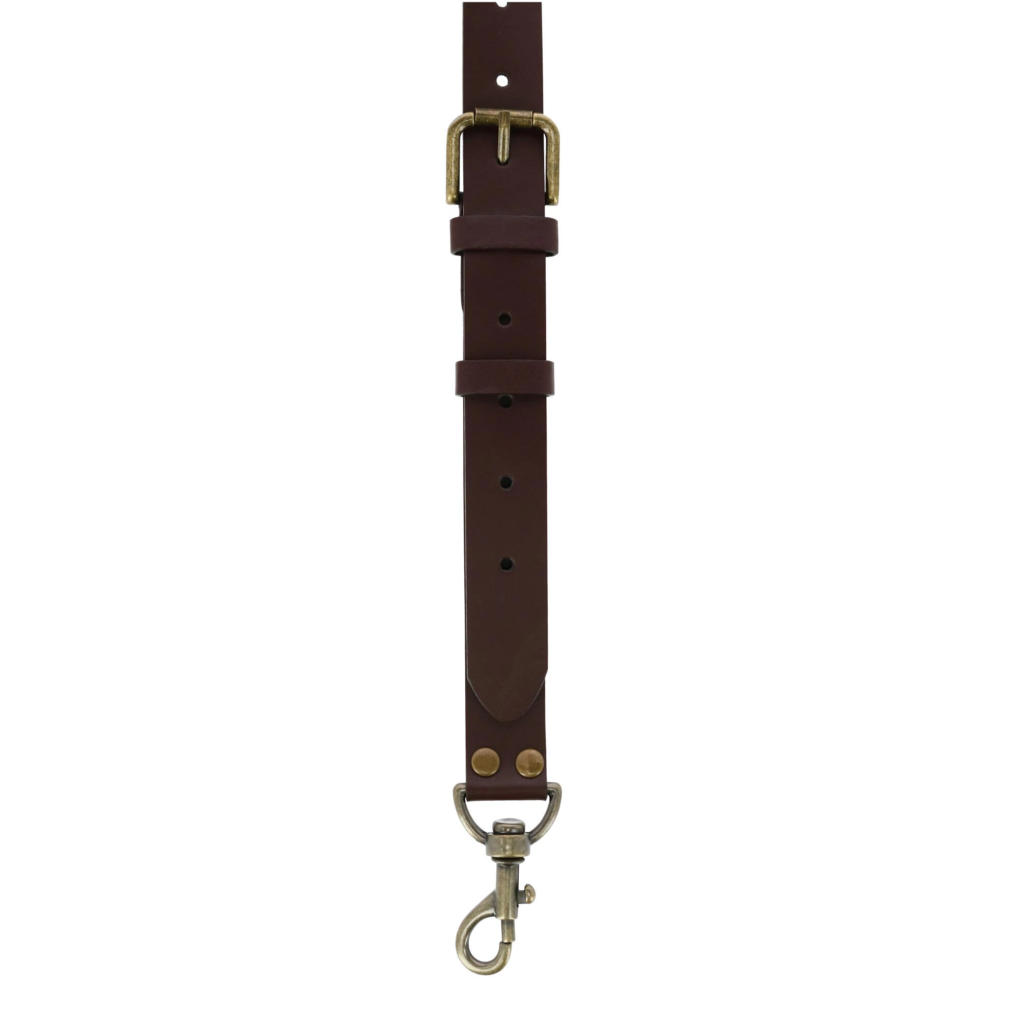 CTM Mens Coated Leather Buckle Strap Suspenders with Metal Swivel Hook Ends
