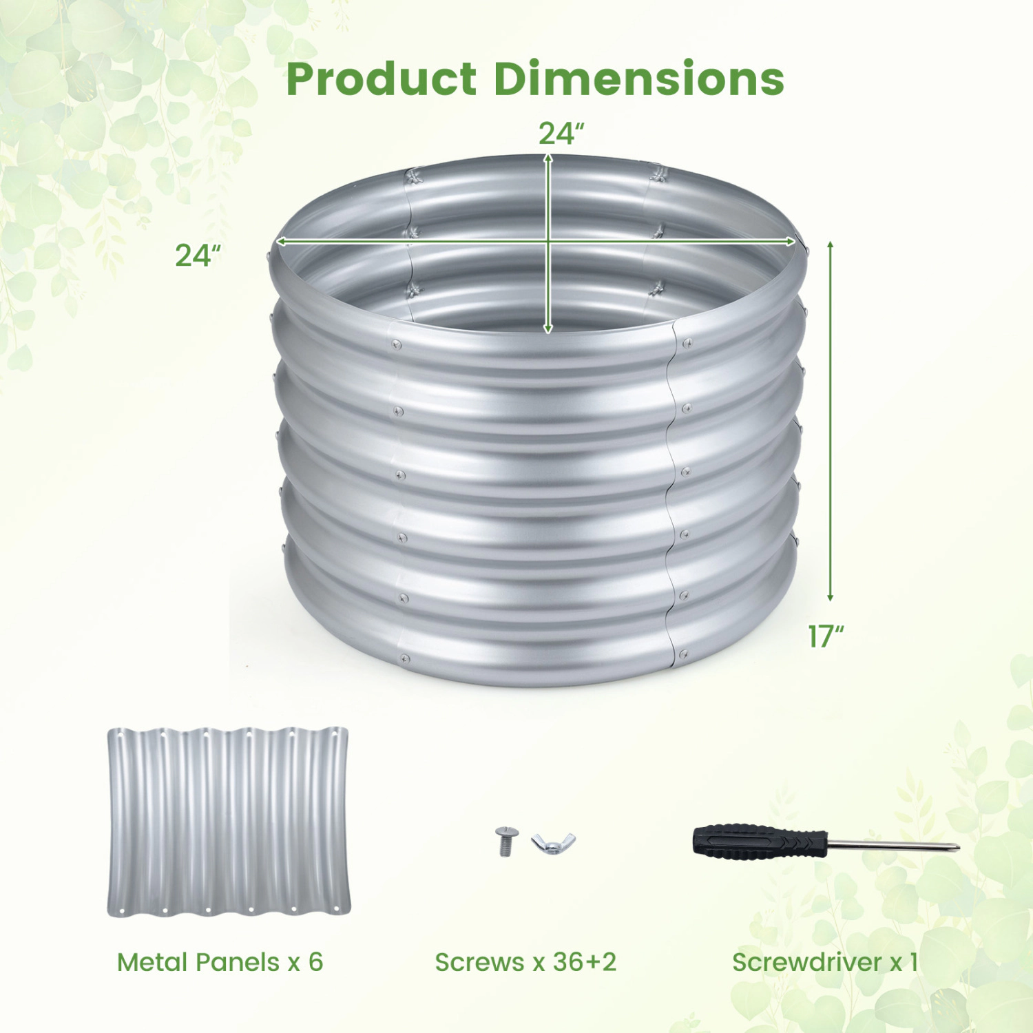LJG Round Galvanized Raised Garden Bed with Open-Ended Base