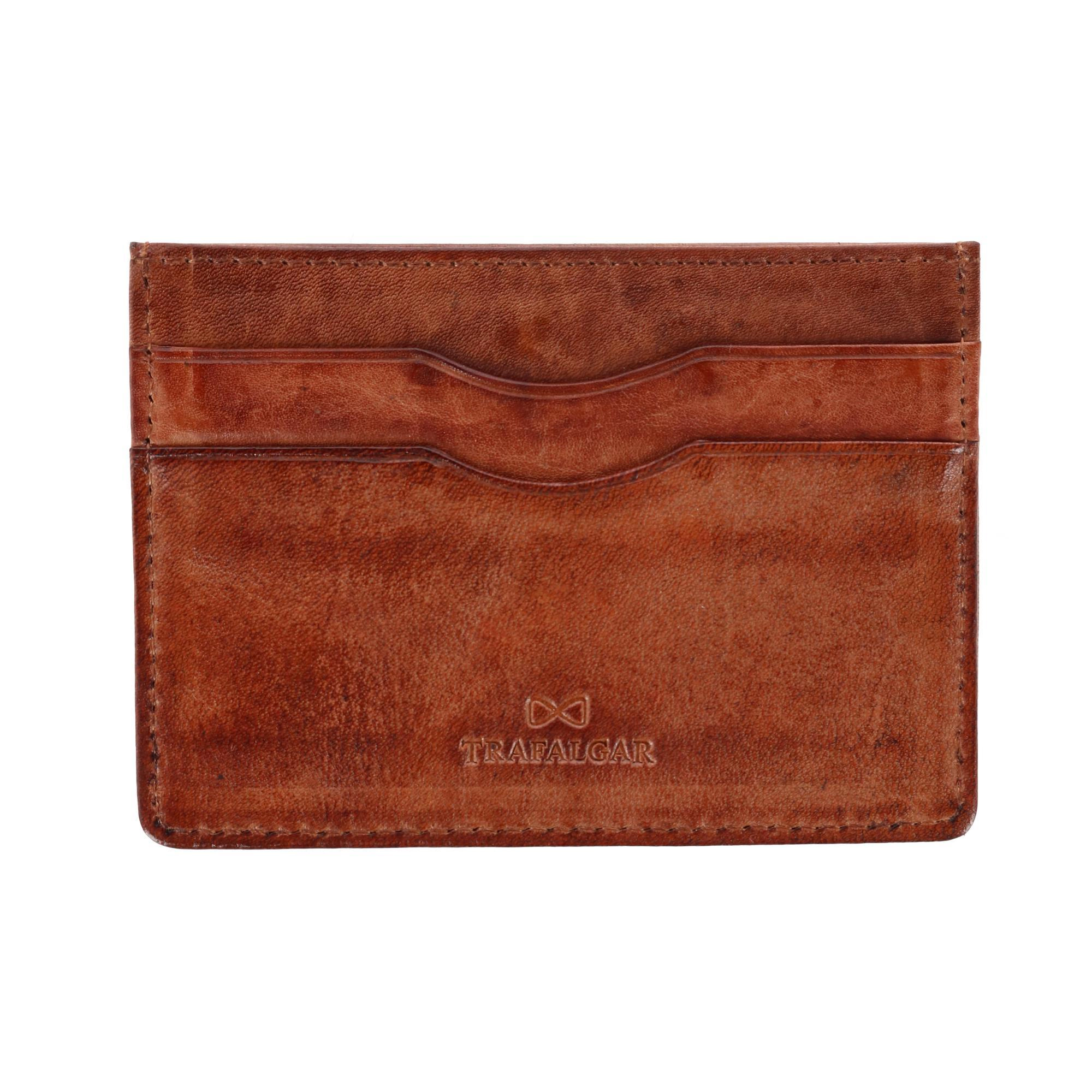 Trafalgar Men's Caelen Plaid Embossed RFID Leather Card Case
