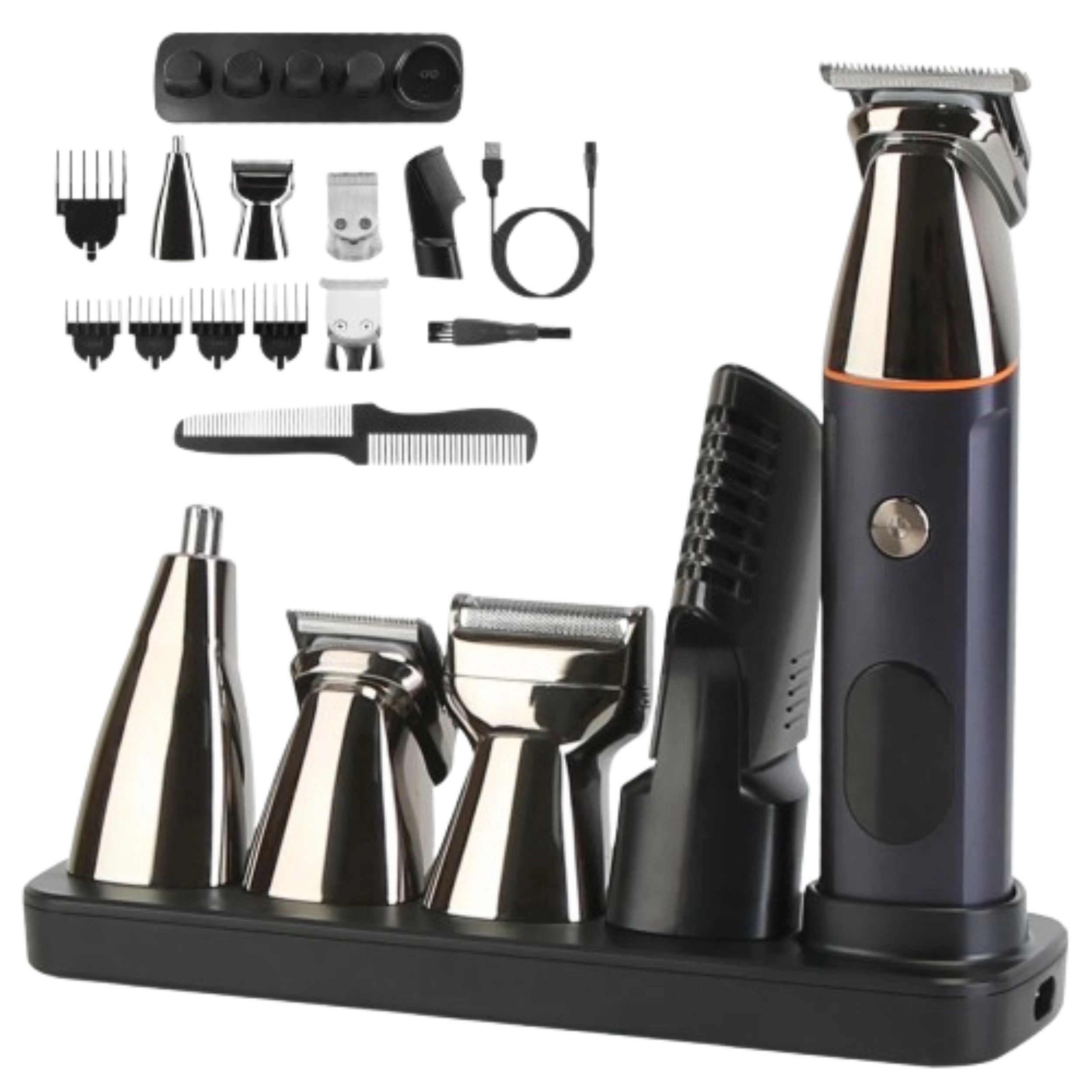 SS Design Men's 5 Head All In One Beard Trimmer Electric Razor Silver Black