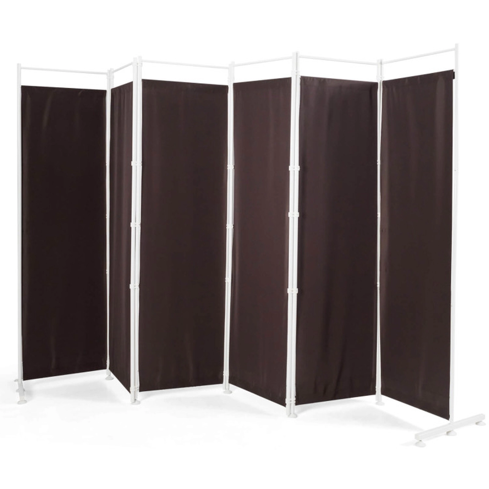 SUGIFT 6-Panel Room Divider Privacy Screen Shelving Unit 10-ft Wide 6-ft Tall Polyester Steel Frame 23.8-lb Brown