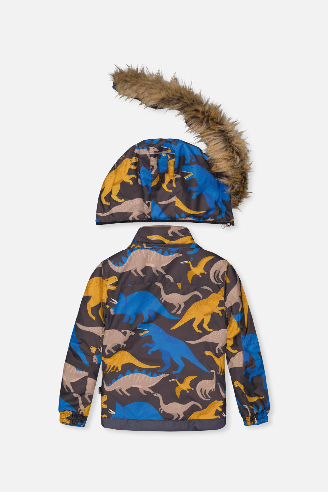 Deux par Boys Dinosaur Print Two Piece Play Snowsuit with Hooded Jacket and Snow Pants