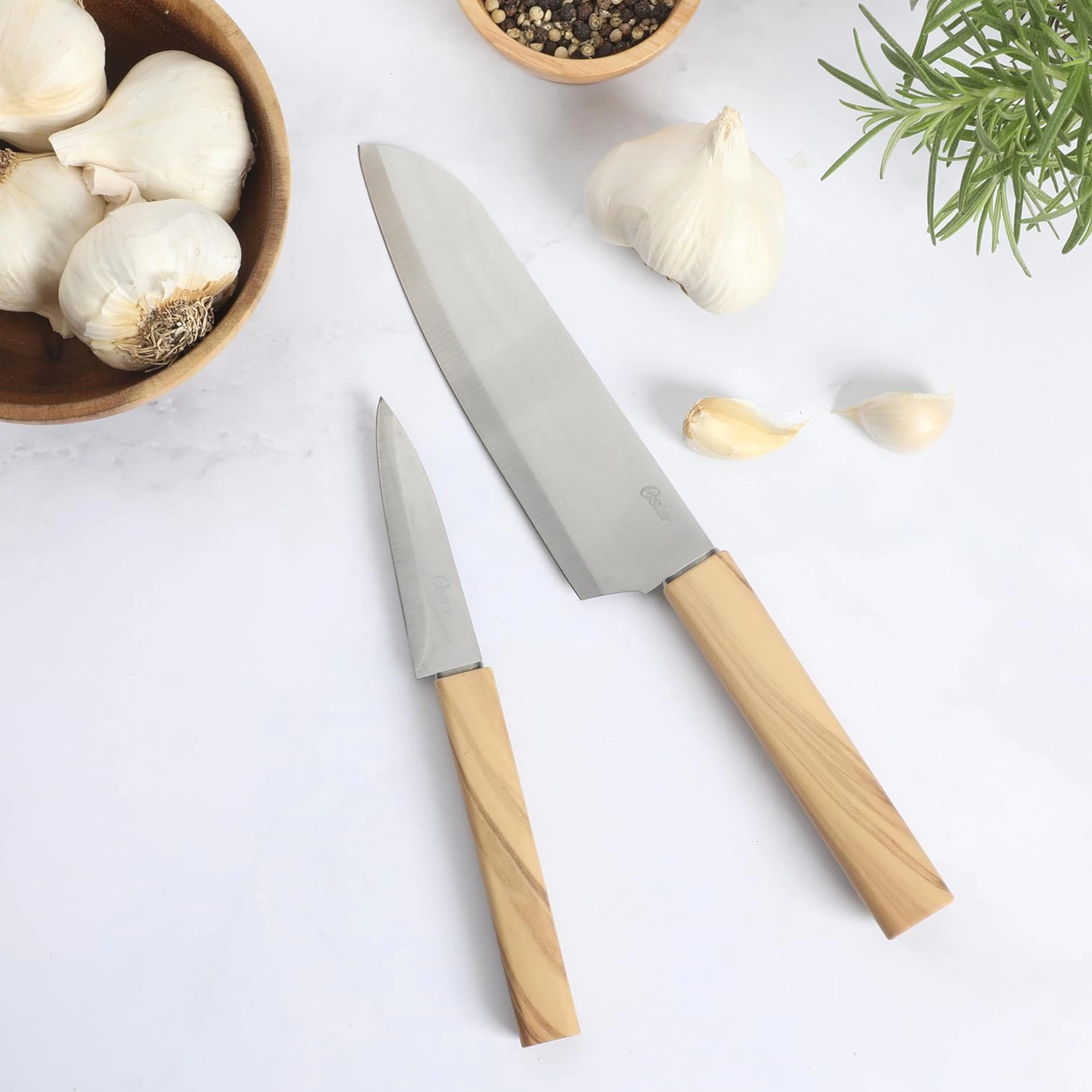 Oster Huntingfield Piece Stainless Steel Cutlery Set with Faux Wood Handles
