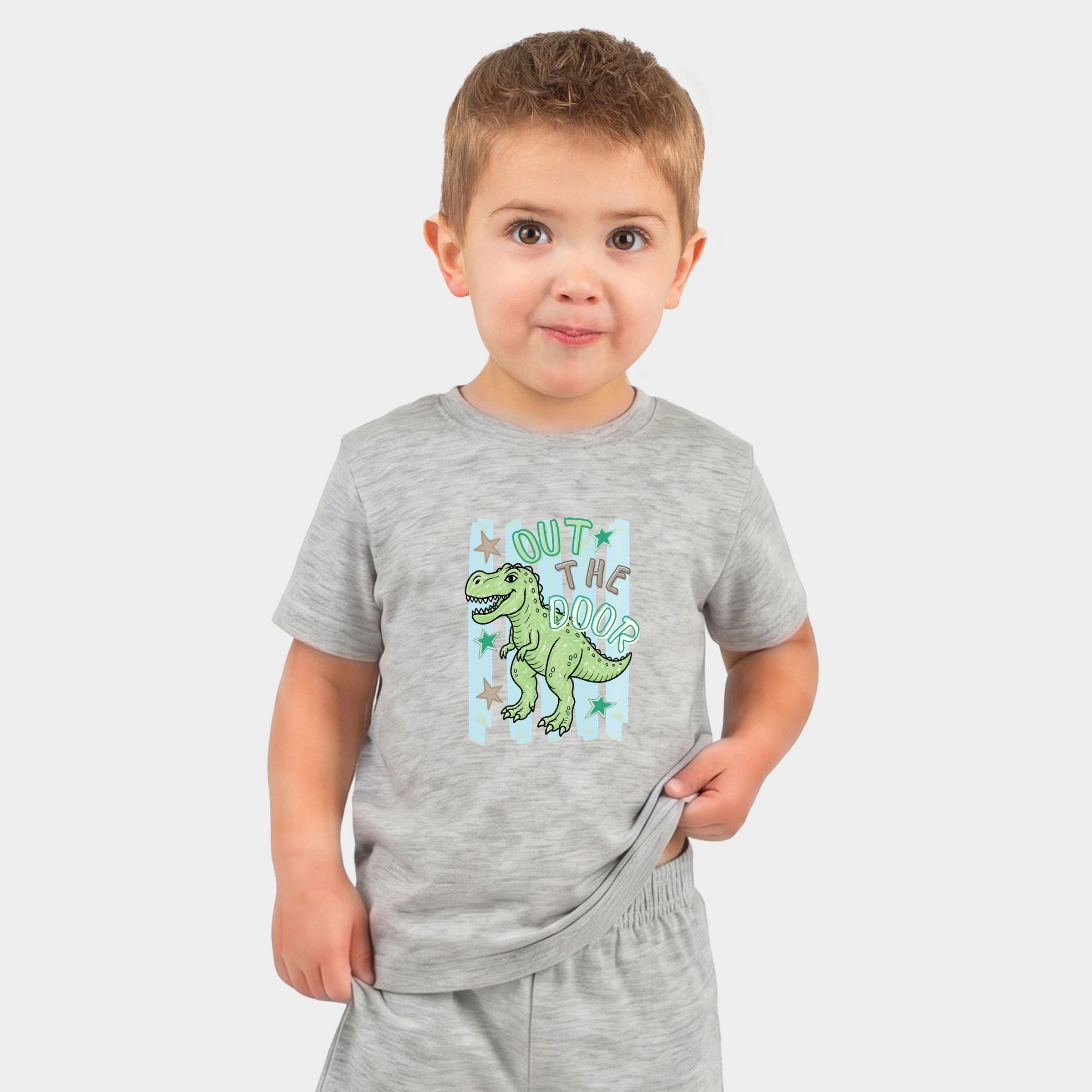 The Juniper Shop - Toddler Crew Shorts Set of 2 Out Door Dinosaur