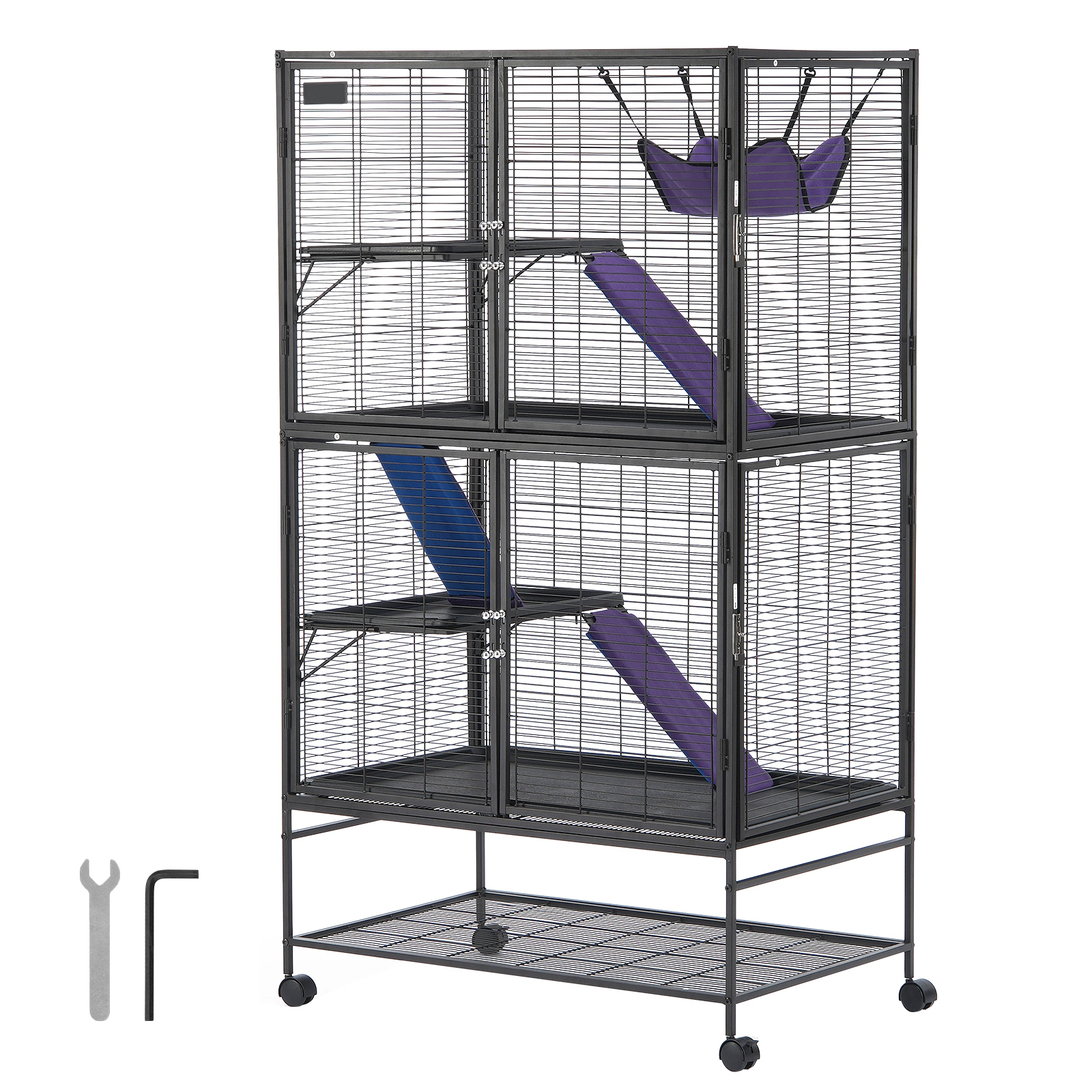 HONGGE Rolling Metal Ferret Cage Large Cage Small Animal Cage with Ramps & Tray Easy to Set up for Pet Rats Hamster