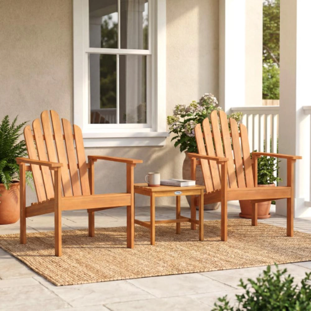 Hivvago Stackable Adirondack Chair Set Of 2 With Side Table