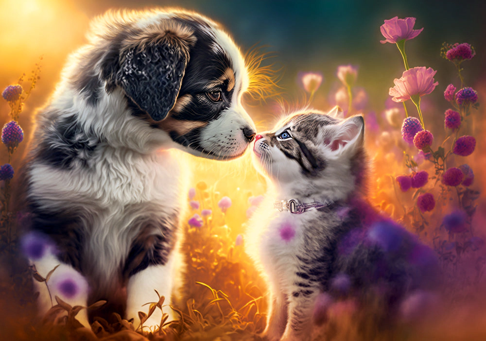 CASTORLAND 500 Piece Jigsaw Puzzles, New Friendship , Animal puzzle, Cat & Dog, Puppy, Kitten Adult Puzzle, B-53834