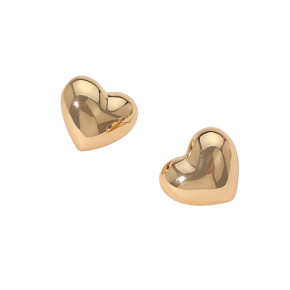 FASHNZFAB Metal Puffy Heart Stud Earrings