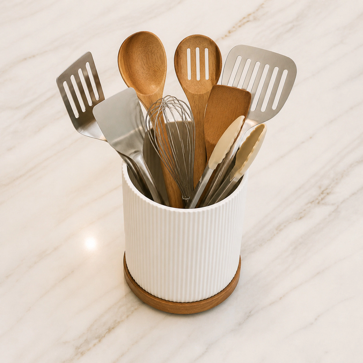WZK Rotating Ceramic Farmhouse Kitchen Utensil Holder