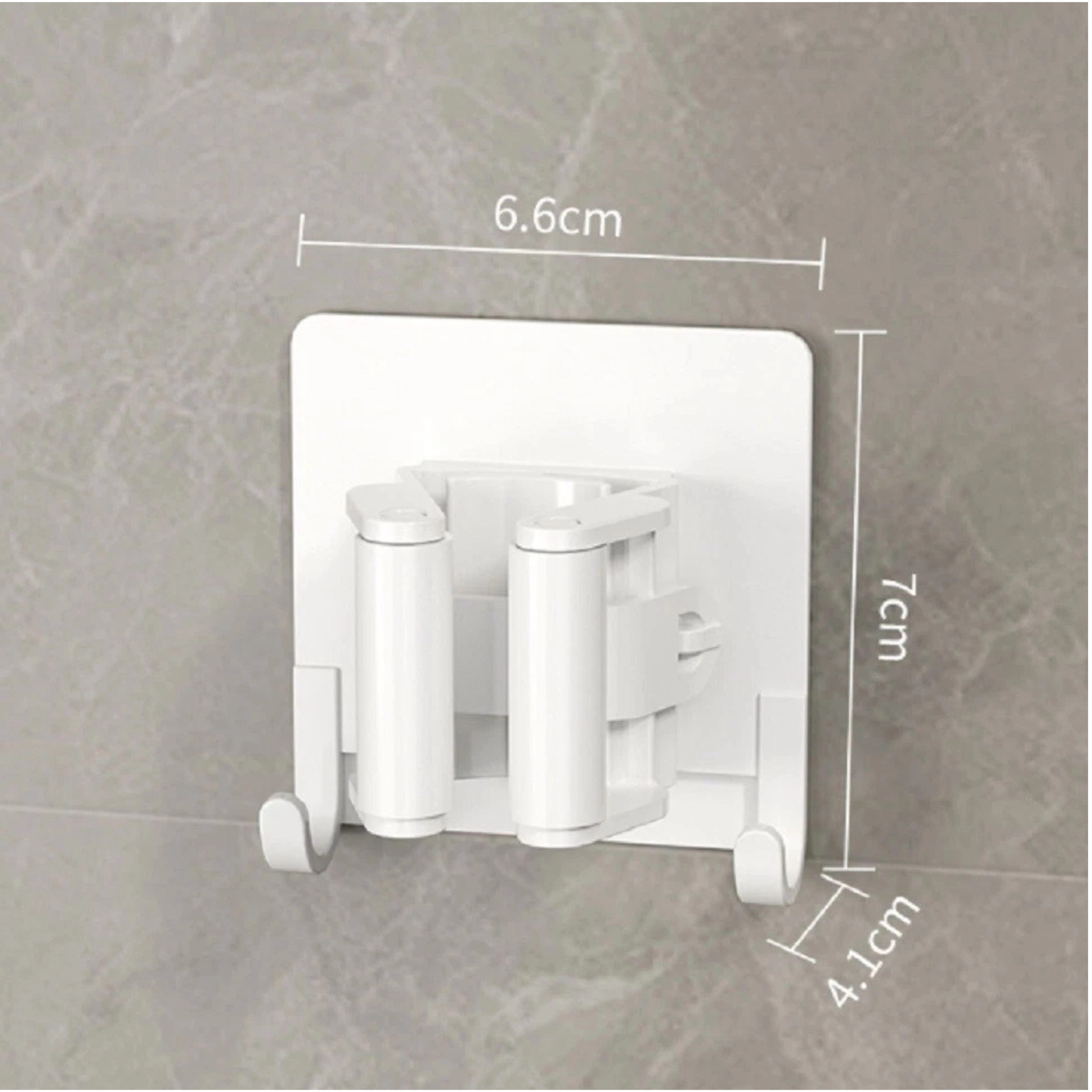 Home Collection Pack of 3 Broom Mop Holder with Hooks Self-Adhesive Wall Mount Organizer