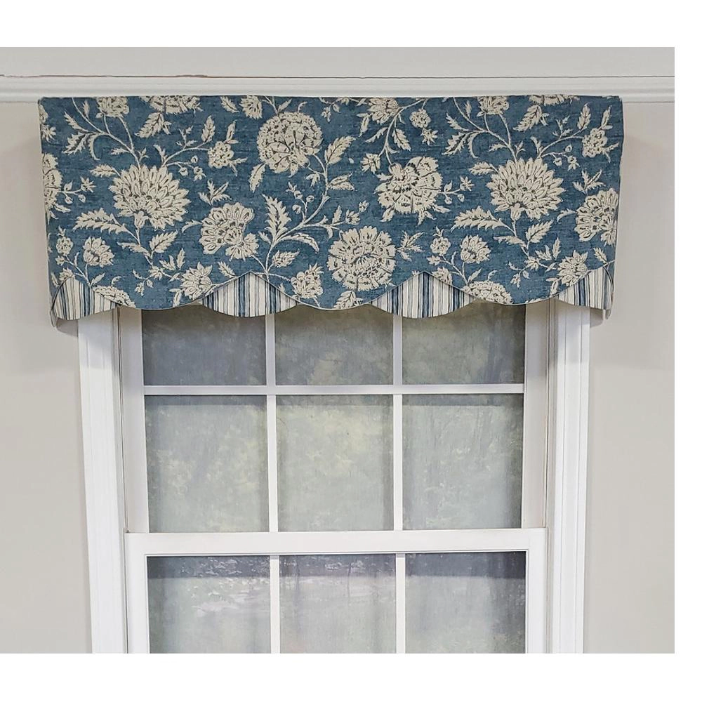 RLF Home Luxurious Modern Design Classic Basanti Petticoat Style Window Valance 50" x 15" Navy