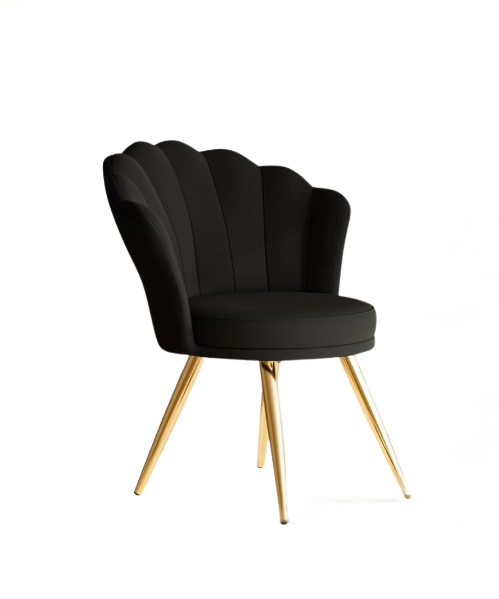Envelor Velvet Swivel Chair with Gold Metal Legs