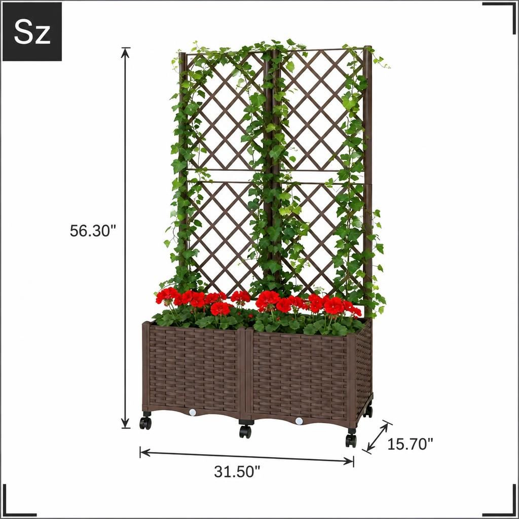 WOW PIONEER Tall Freestanding Garden Planter for Flowers Herbs Shrubs Vegetables Patio Balcony Yard Entryway