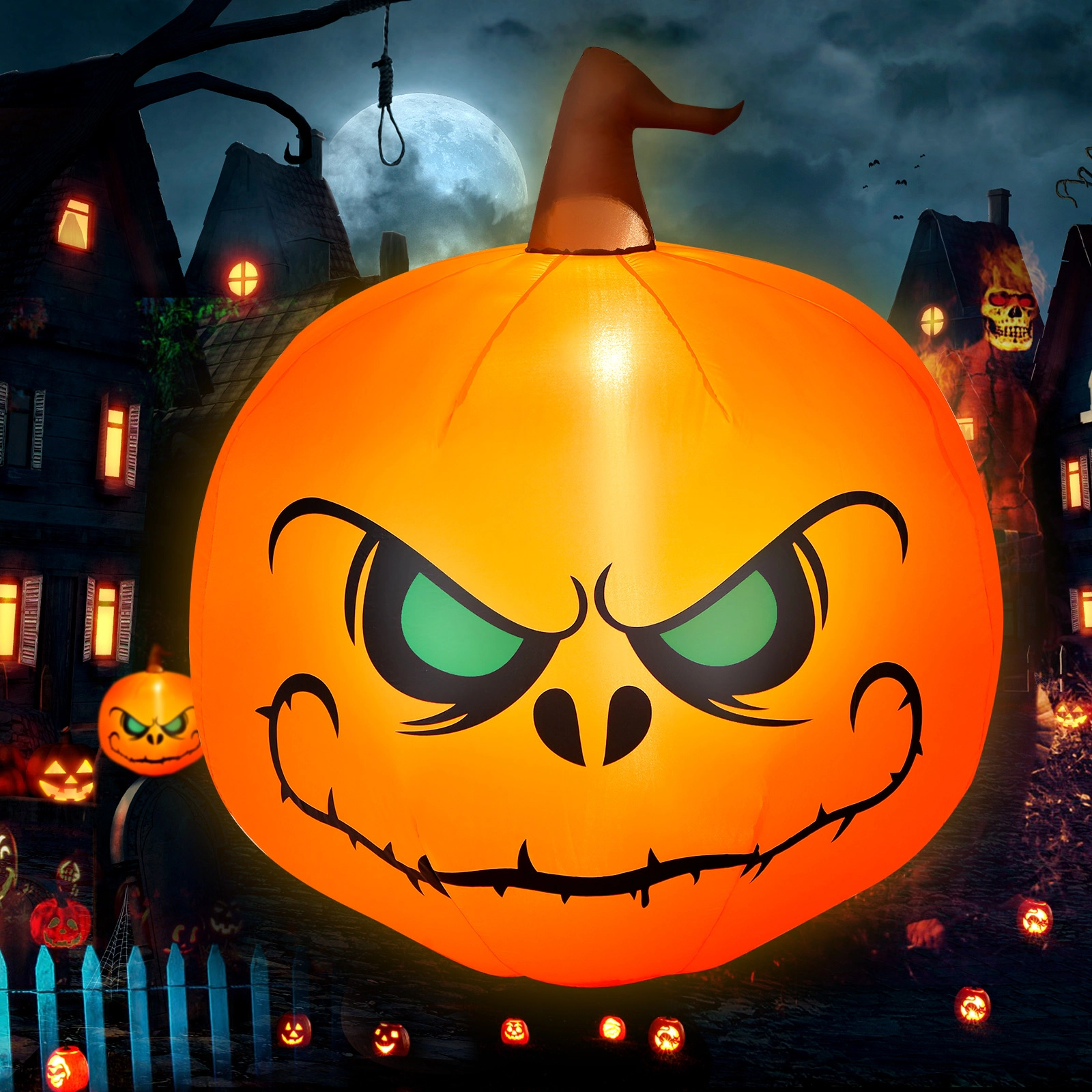 LJG 4 Feet Halloween Inflatable Pumpkin with Build-in LED Light
