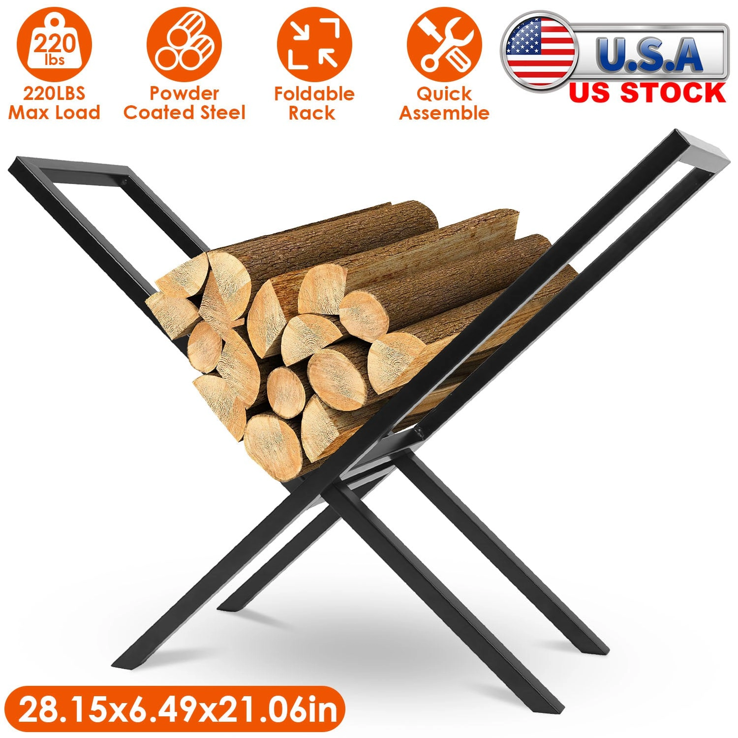 GBruno X-Shape Steel Firewood Log Rack
