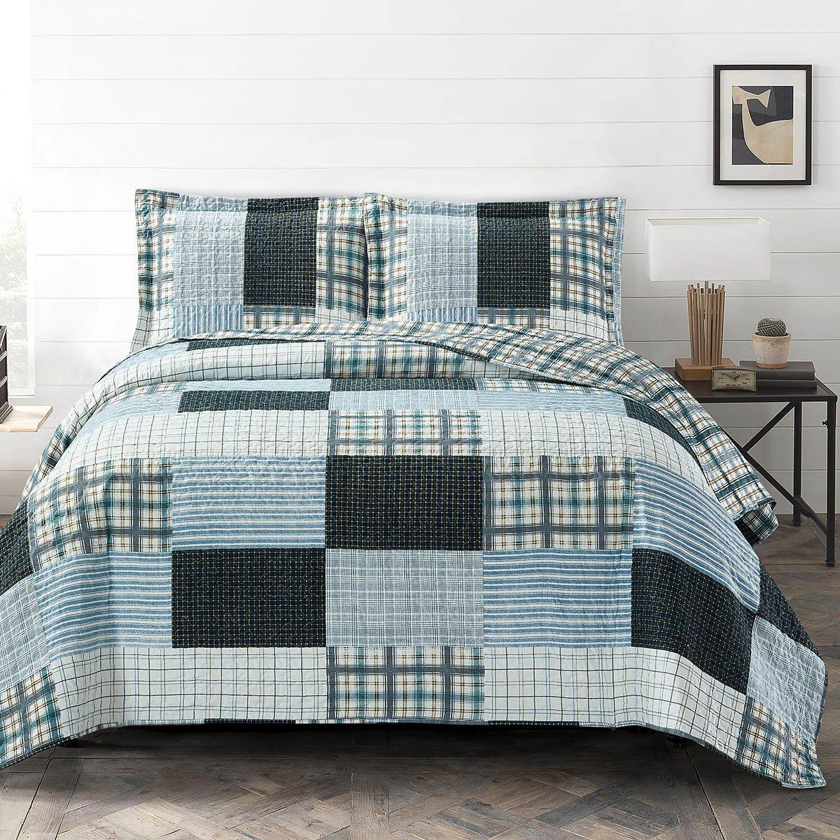 Egyptian Linens Zoe Reversible Printed Patchwork Microfiber Quilt Set
