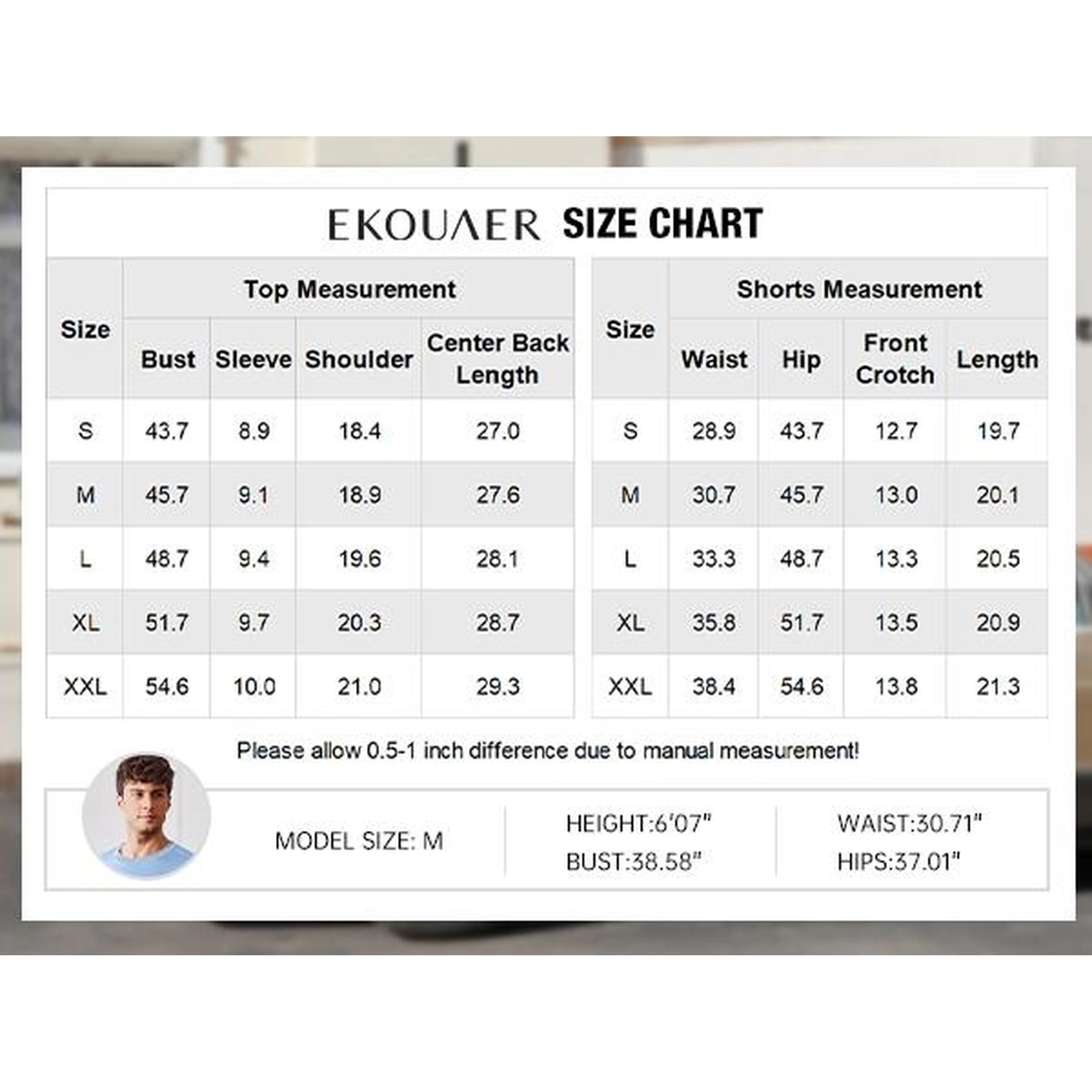 Ekouaer Men's Pajamas Set Soft Sleepwear lightweight 2 Piece Shorts