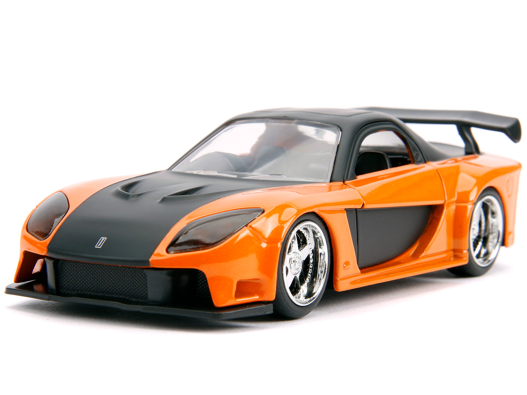 Jada Han's Mazda RX-7 Orange Metallic and Matt Black and Toyota GR Supra Orange Metallic with Black Hood Set
