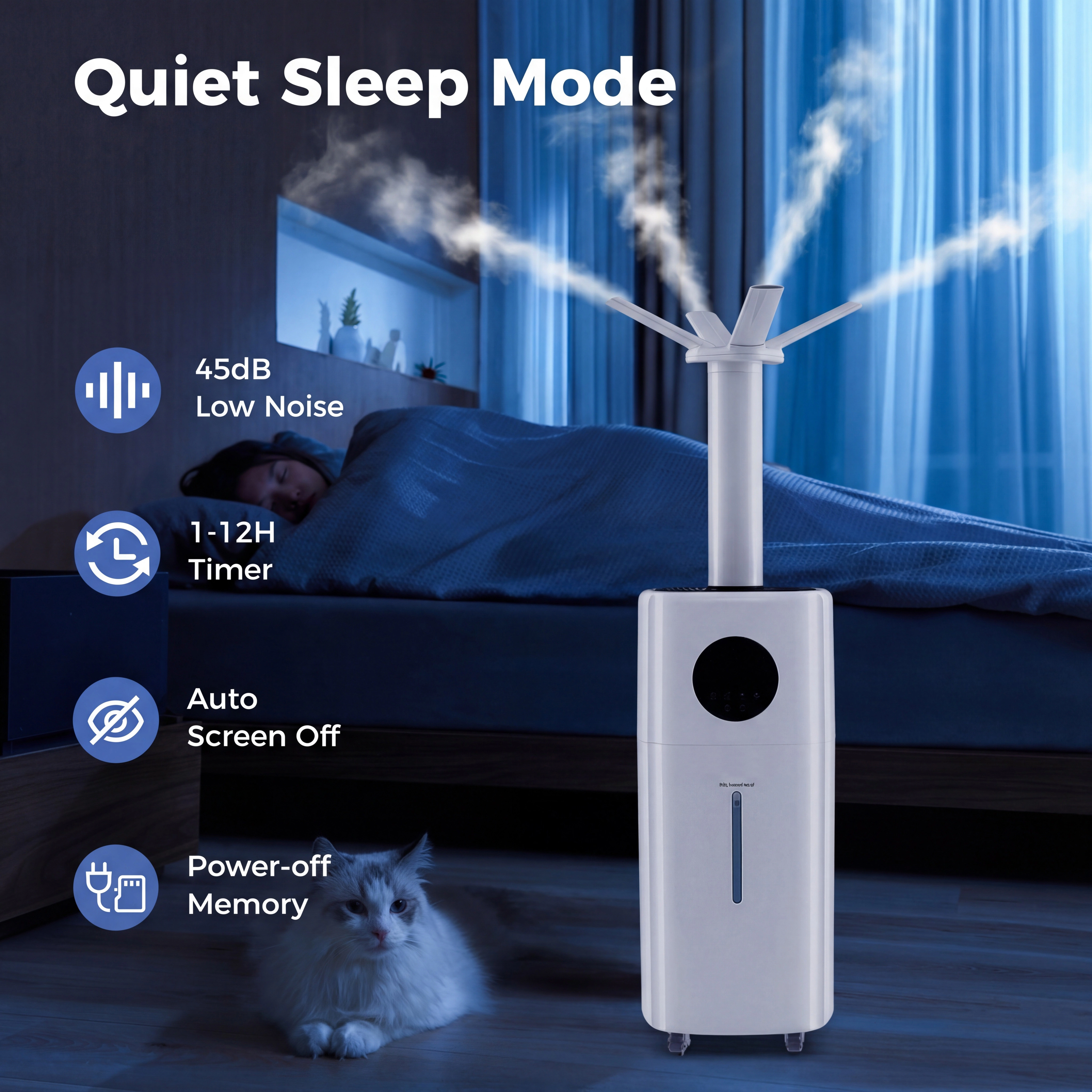 SlickBlue Humidifier for Large Spaces with 3 Mist Levels and Wheels