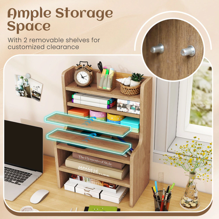 Hivvago Desktop Organizer 6-Tier Mini Storage Rack with 2 Removable Shelves