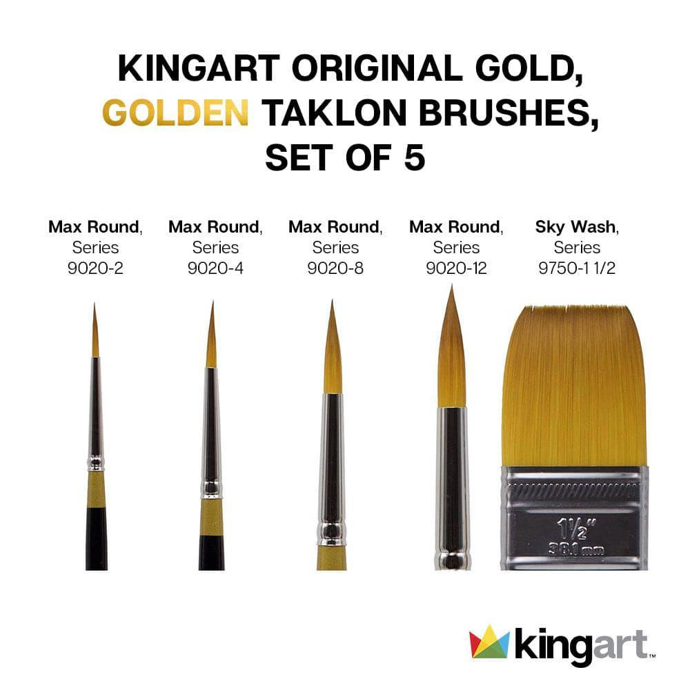 KINGART® Original Gold® Golden Taklon 5-Piece Multimedia Brush Set