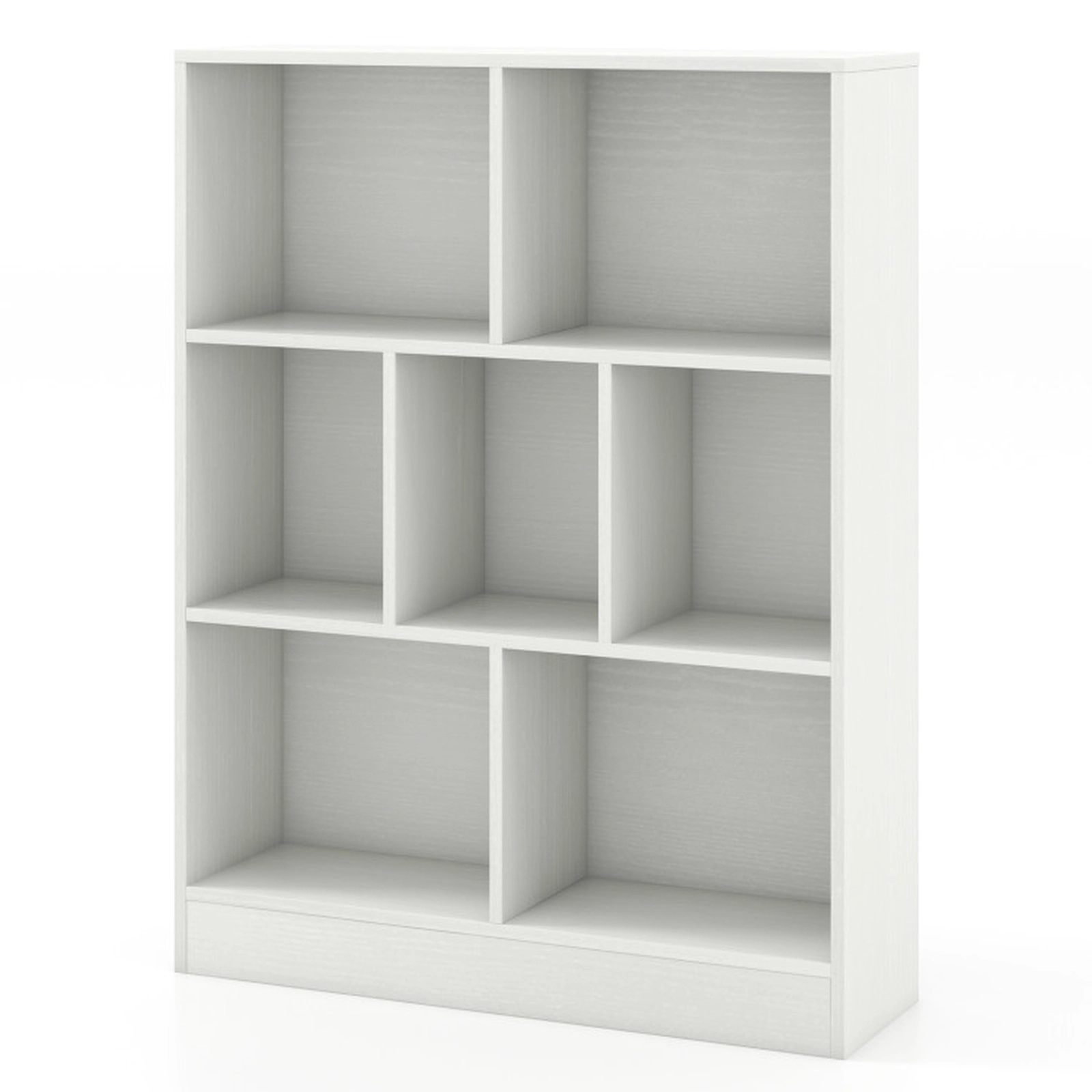 SUGIFT White 7-Cube 265-lb Capacity Freestanding Kids Bookshelf Toy Storage Organizer with 110-lb Top