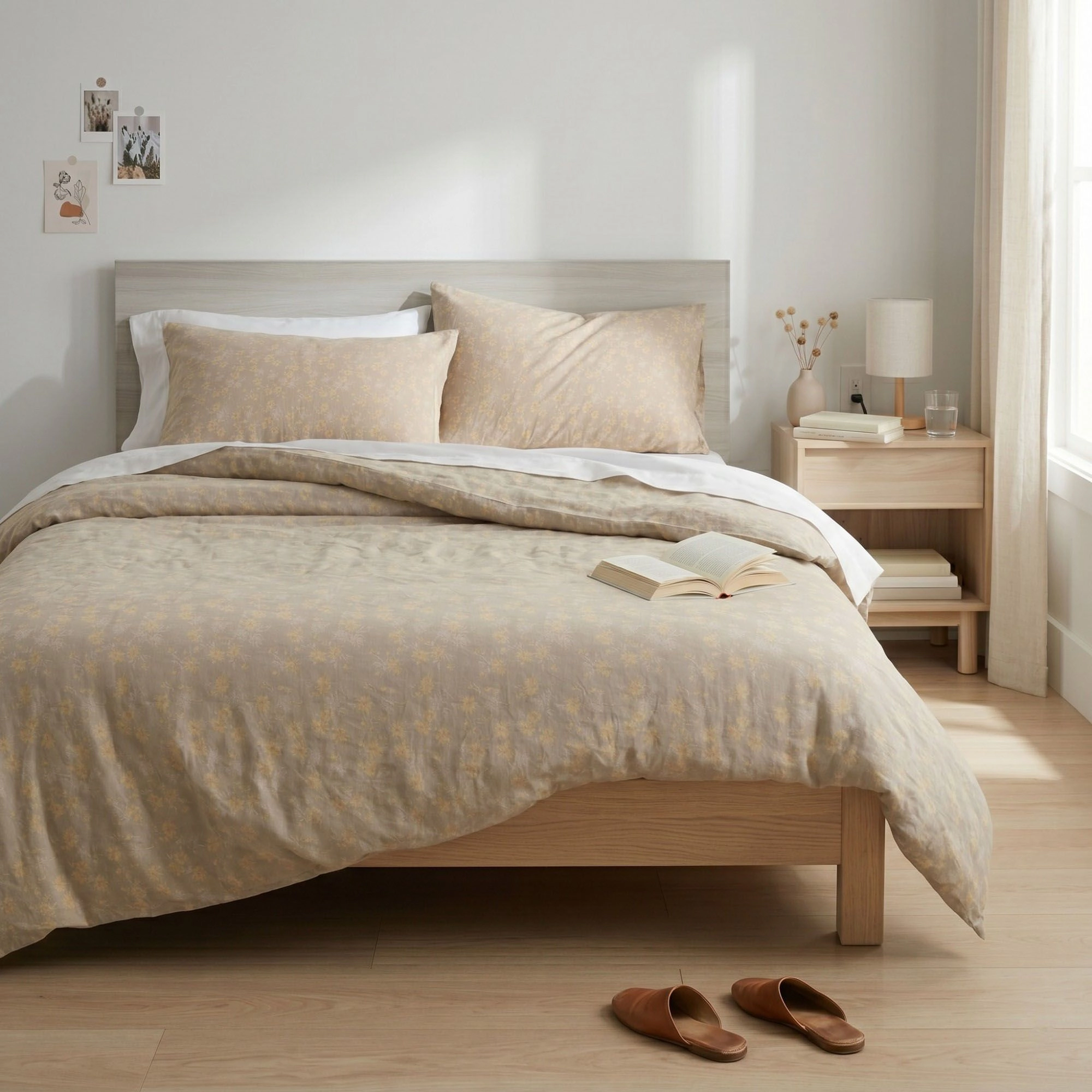 Alilang Unisex 3-Piece Cotton Bedding Set with Duvet Cover and Pillowcases Soft Washed Fabric Small Floral Print Design
