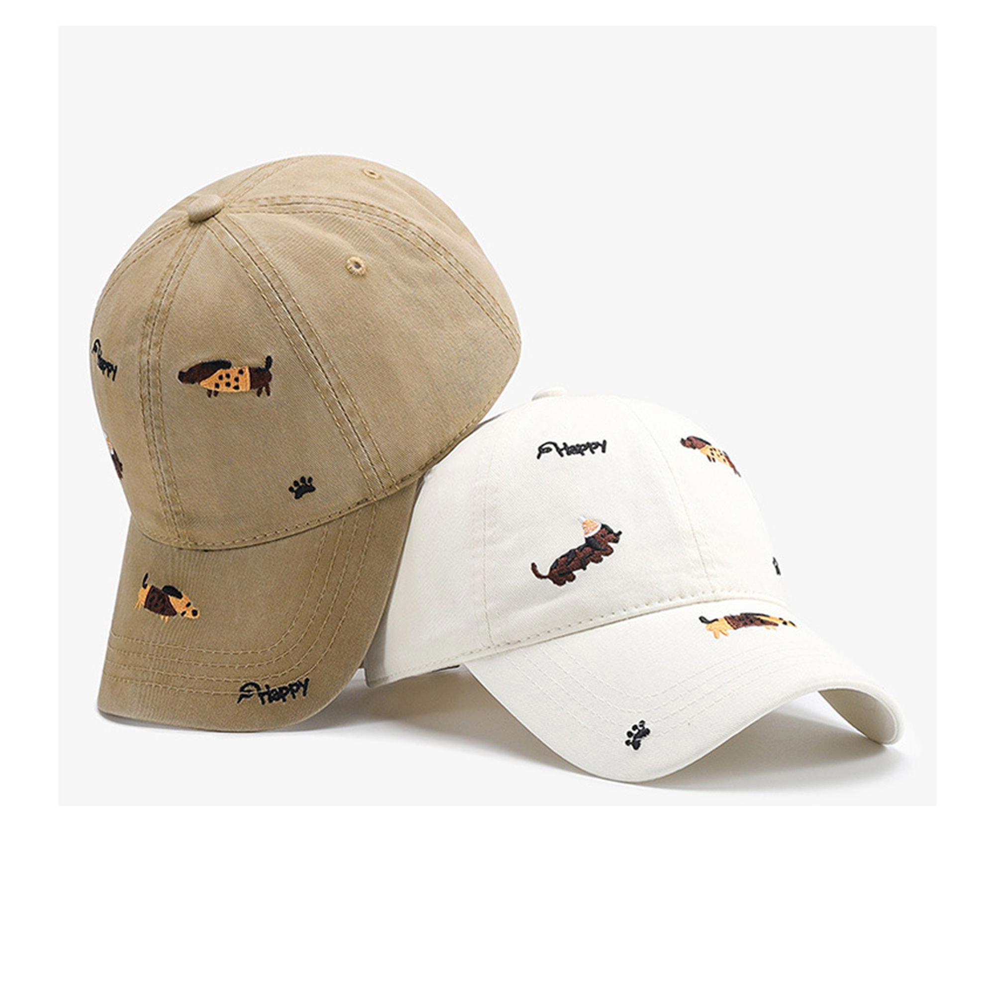 Anna-Kaci Women's Cotton Baseball Cap Embroidered Dog Pattern Adjustable Strap Breathable Casual Hat