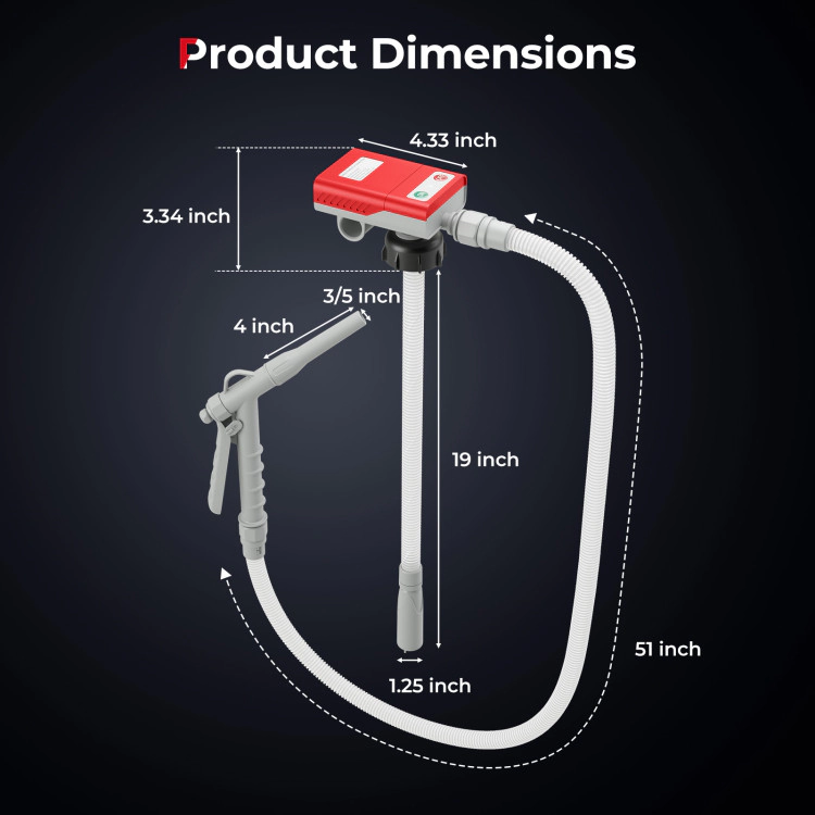 SUGIFT 3.8-GPM Battery Powered Electric Fuel Transfer Pump Gas Can Pump with Flow Control Nozzle and 4 Adapters