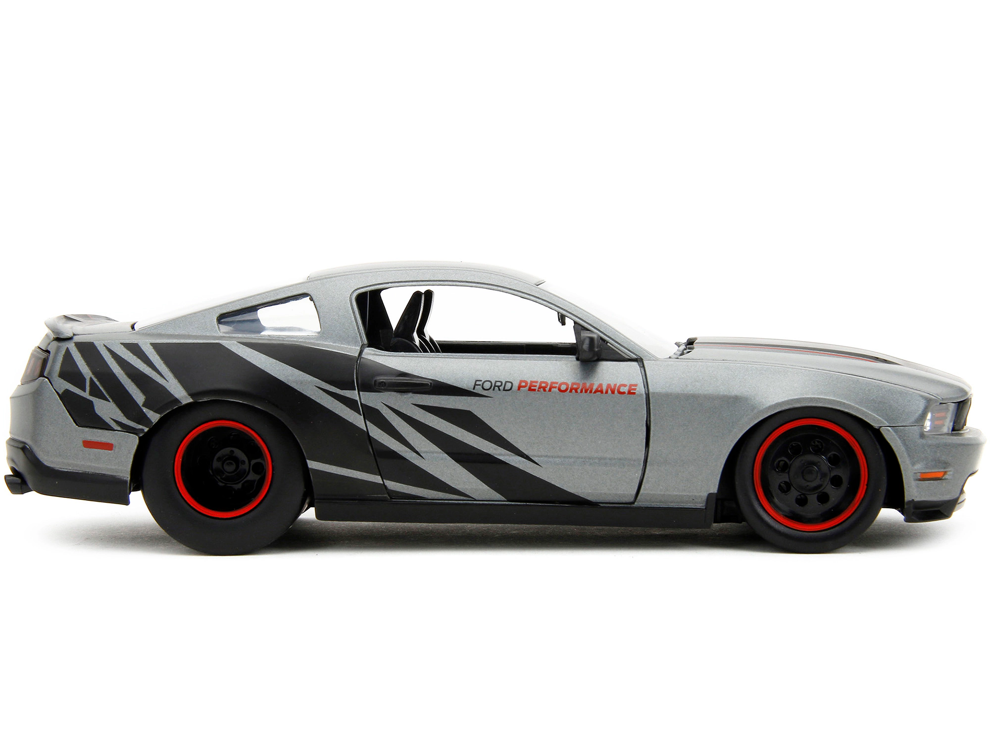 Jada Collectible 2010 Ford Mustang Gt Matt Gray Metallic With Black Graphics And Stripes Performance" "Bigtime