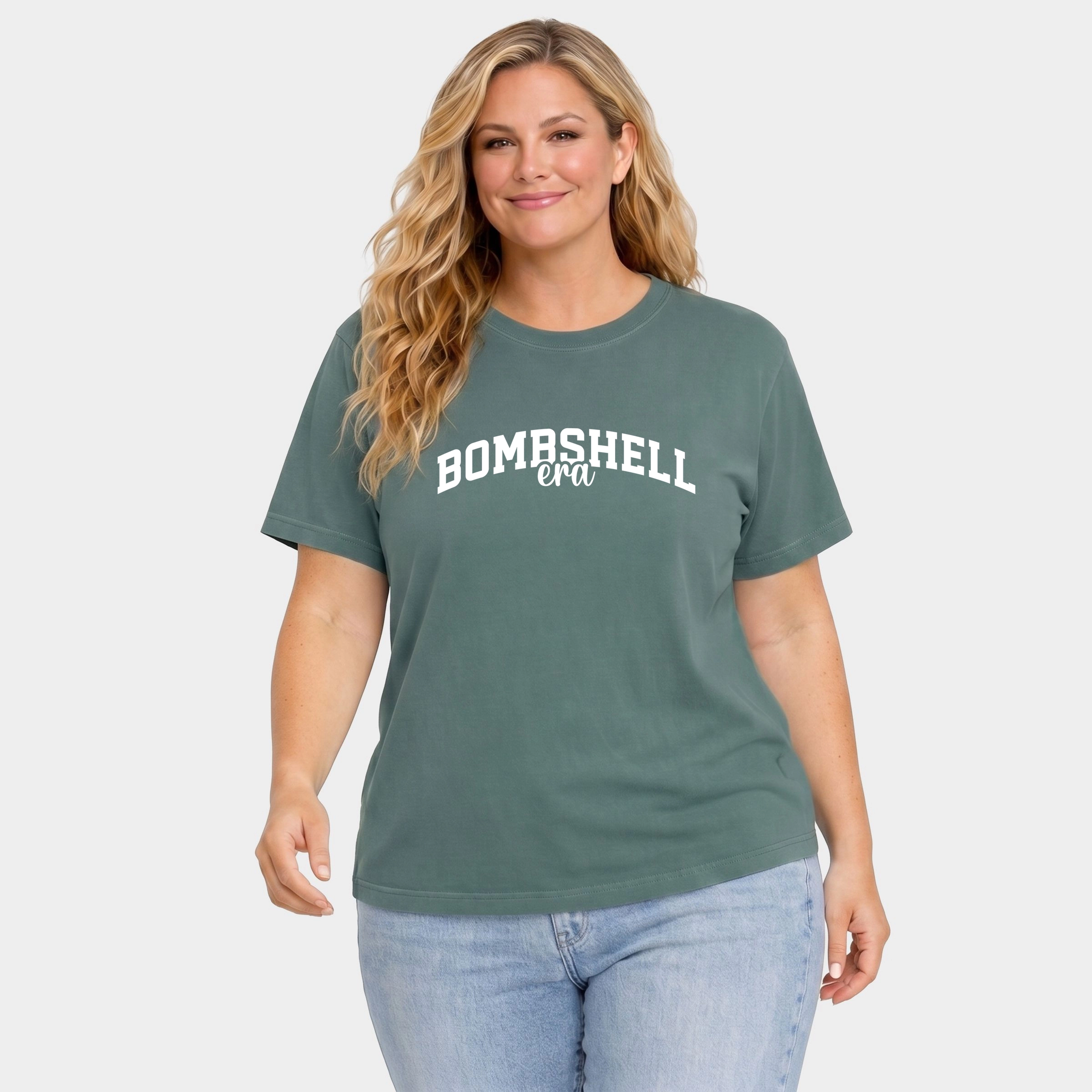 Simply Sage Market - Women's Plus Garment Dyed Tee Bombshell Era Arched
