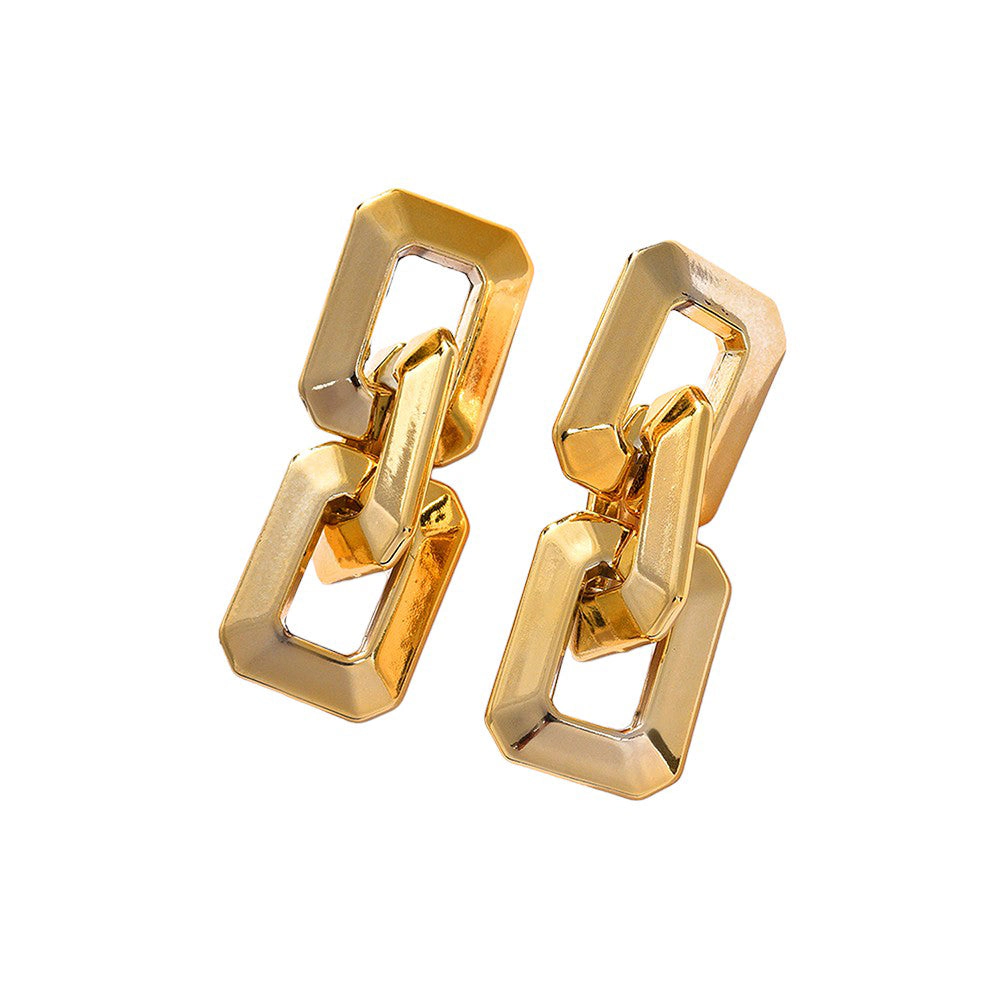 SOHI Women's Gold Chainlink Drop Earrings