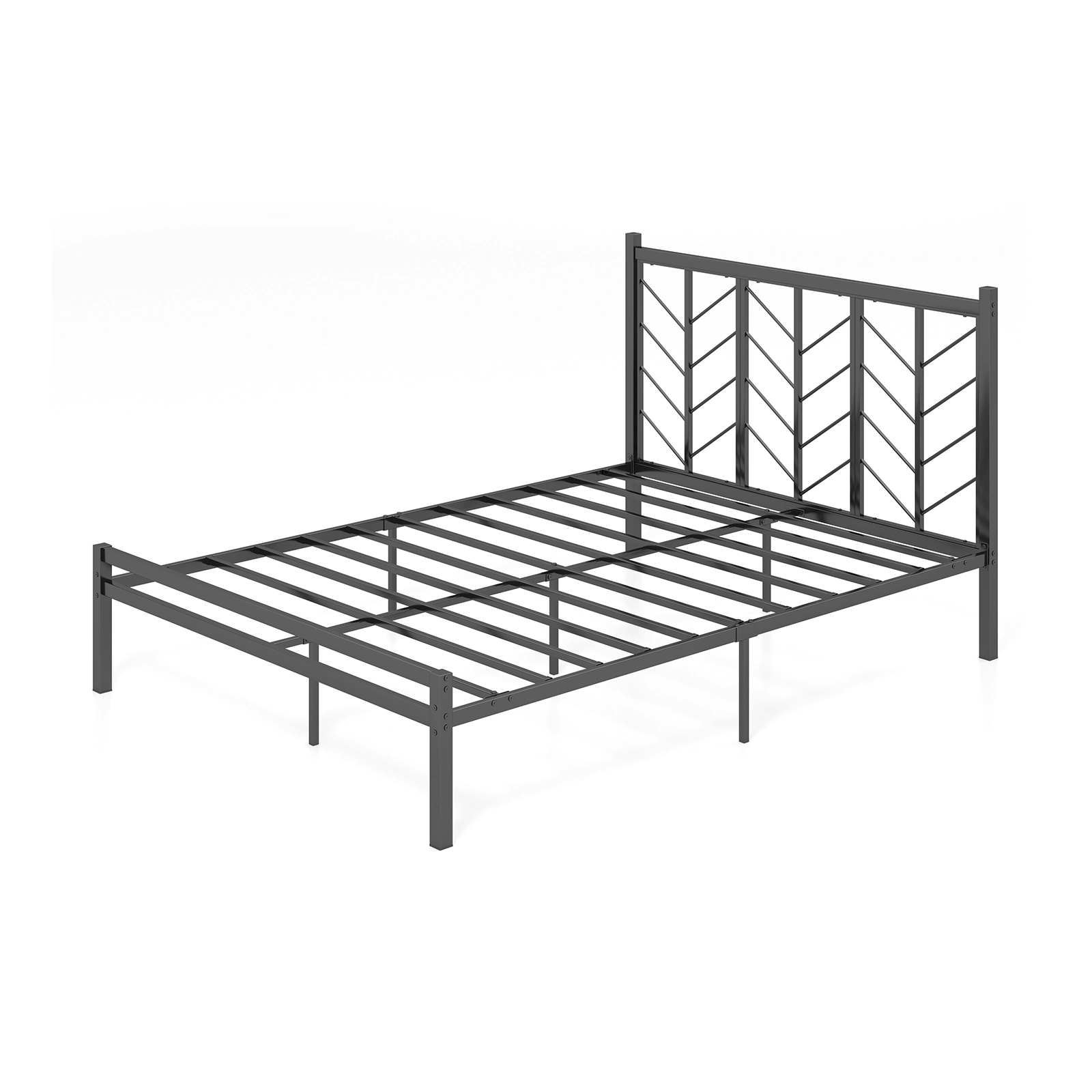 SUGIFT Metal Platform Bed Frame Branch Headboard Queen Size 800-lb Capacity 83-in Length 11.5-in Under-Bed Space Black