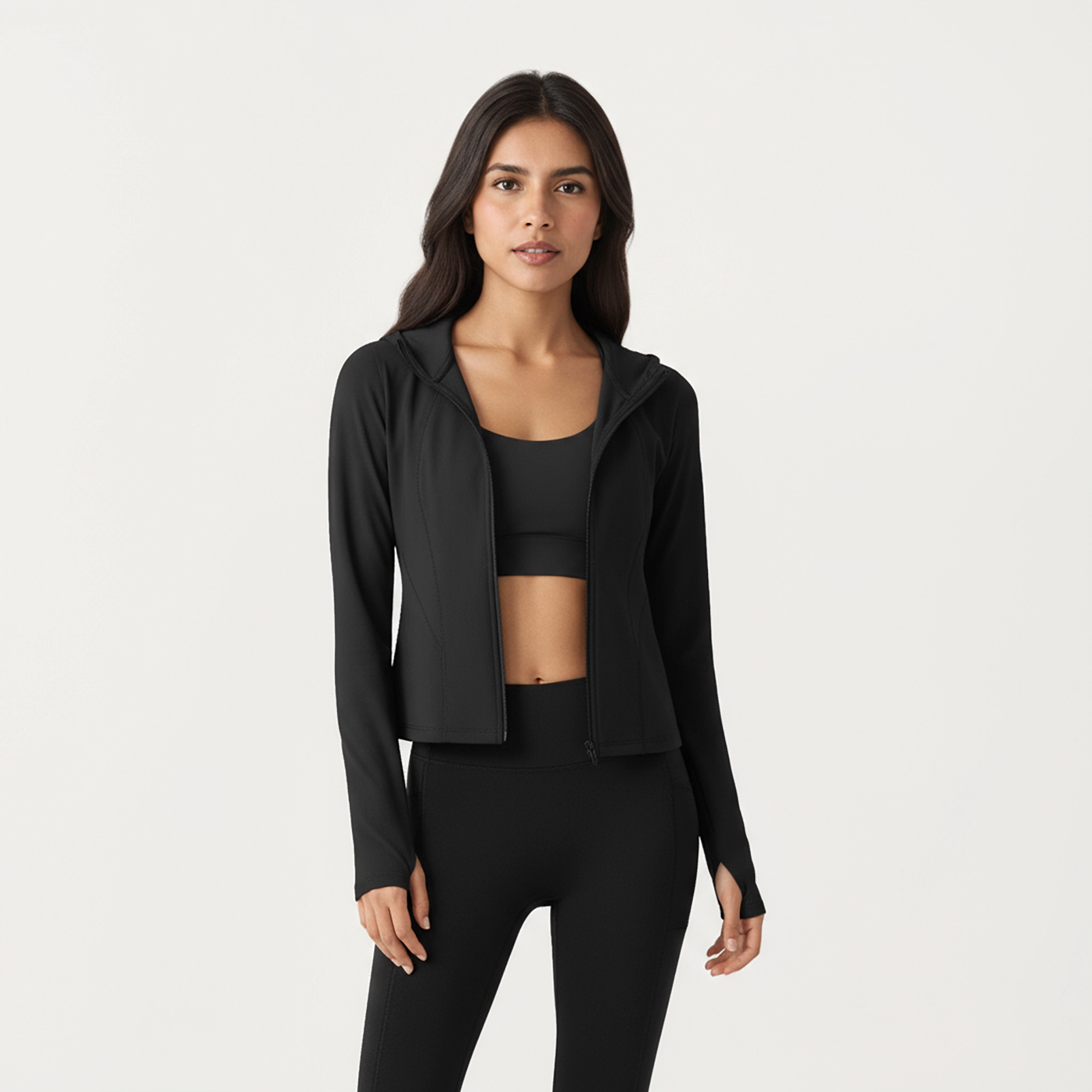 Anna-Kaci Women's Long Sleeve Zip-Up Hoodie Jacket with Contoured Fit and Thumbhole Cuffs