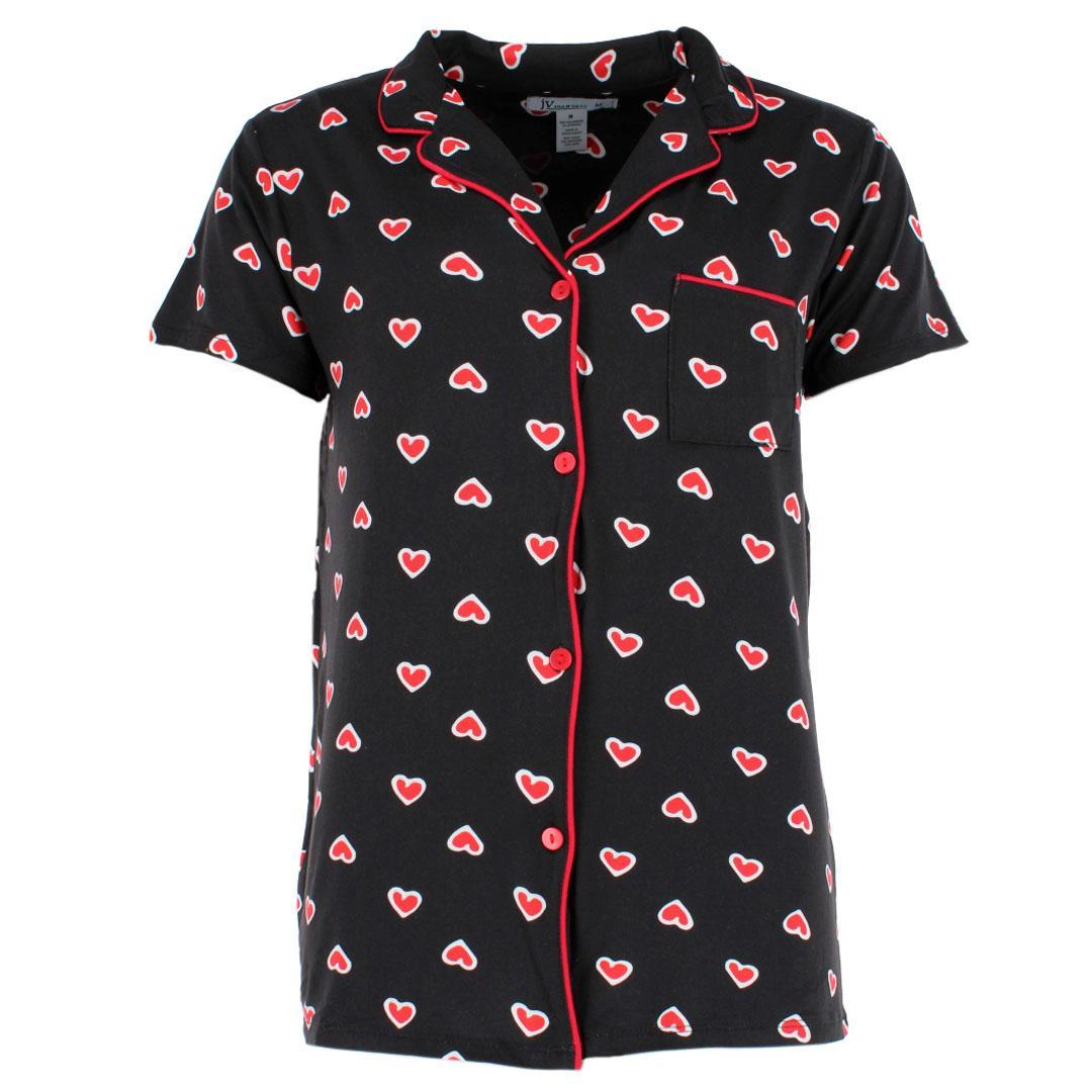 Joan Vass Women's Heart Sketch Short Sleeve Pajama Set