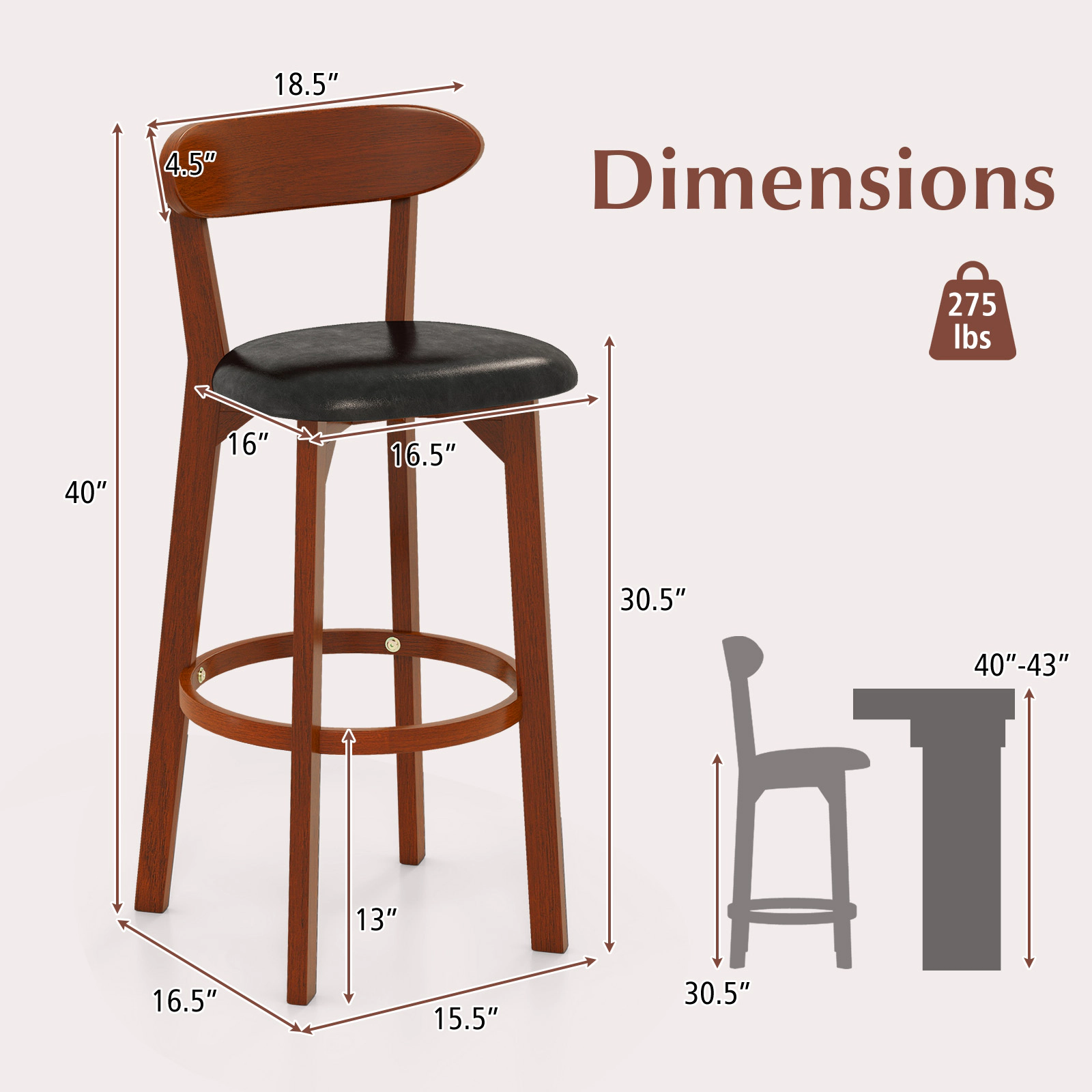 SUGIFT Set of 2 Modern Armless Upholstered Cushioned Seat Island Dining Chairs 275-lb Capacity Walnut Black
