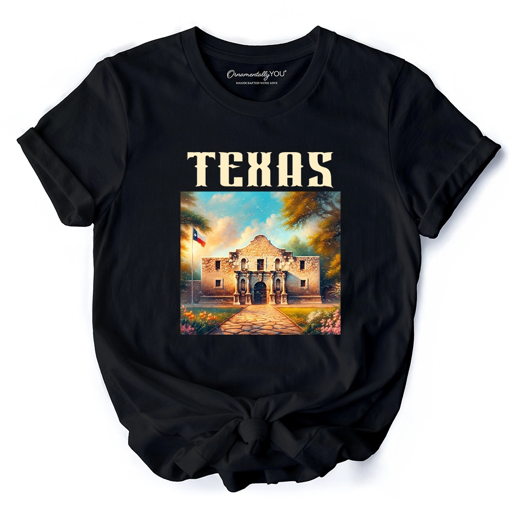 OrnamentallyYou Unisex Rustic Texas Alamo San Antonio Historical Souvenir T-Shirt