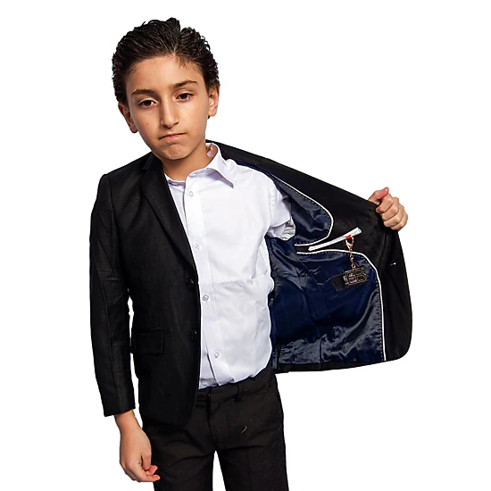 Elie Balleh Boys Slim Fit Windowpane Jacket