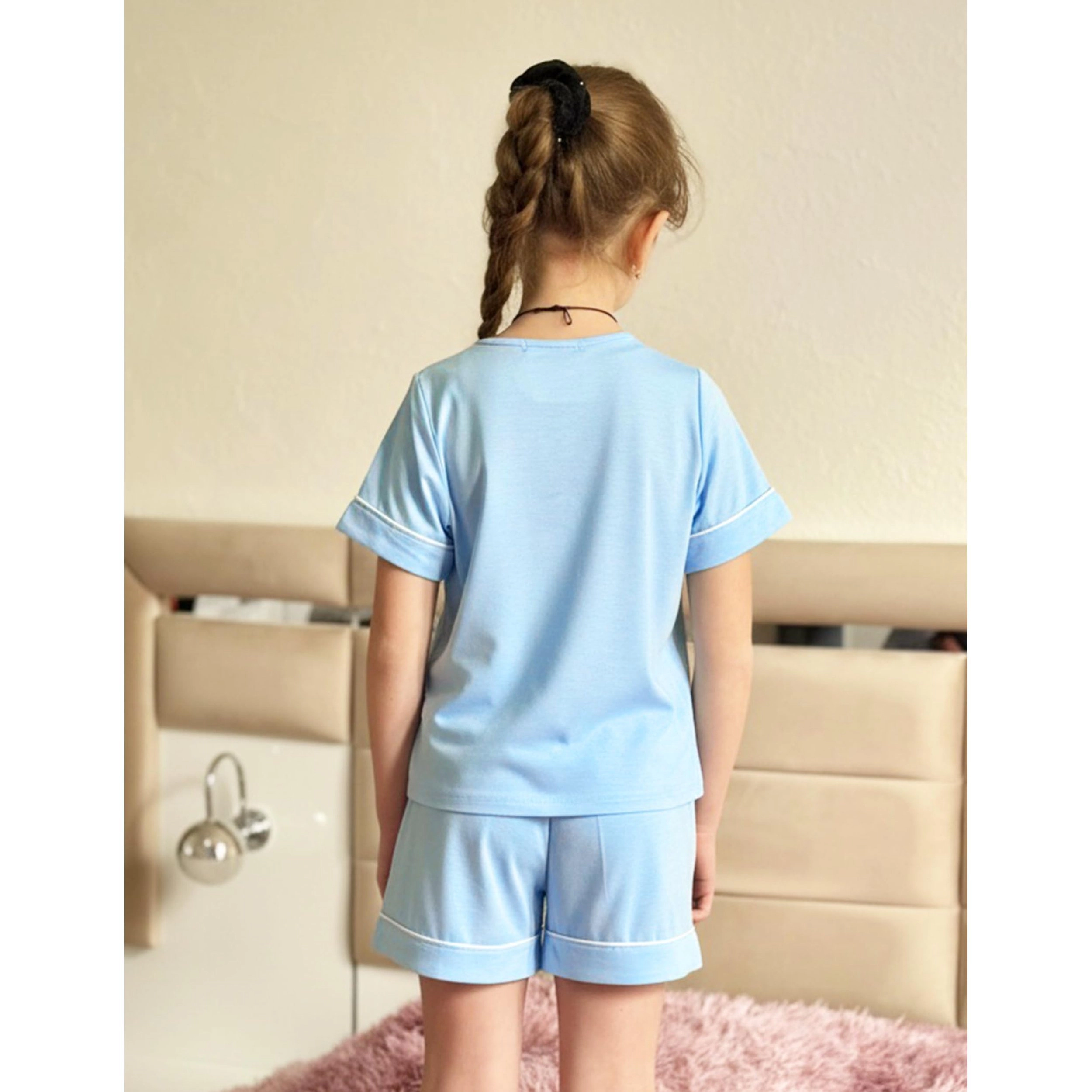Arshiner Girls Pajamas Set Short Sleeve Sleepwear Summer Lounge Soft For Kids