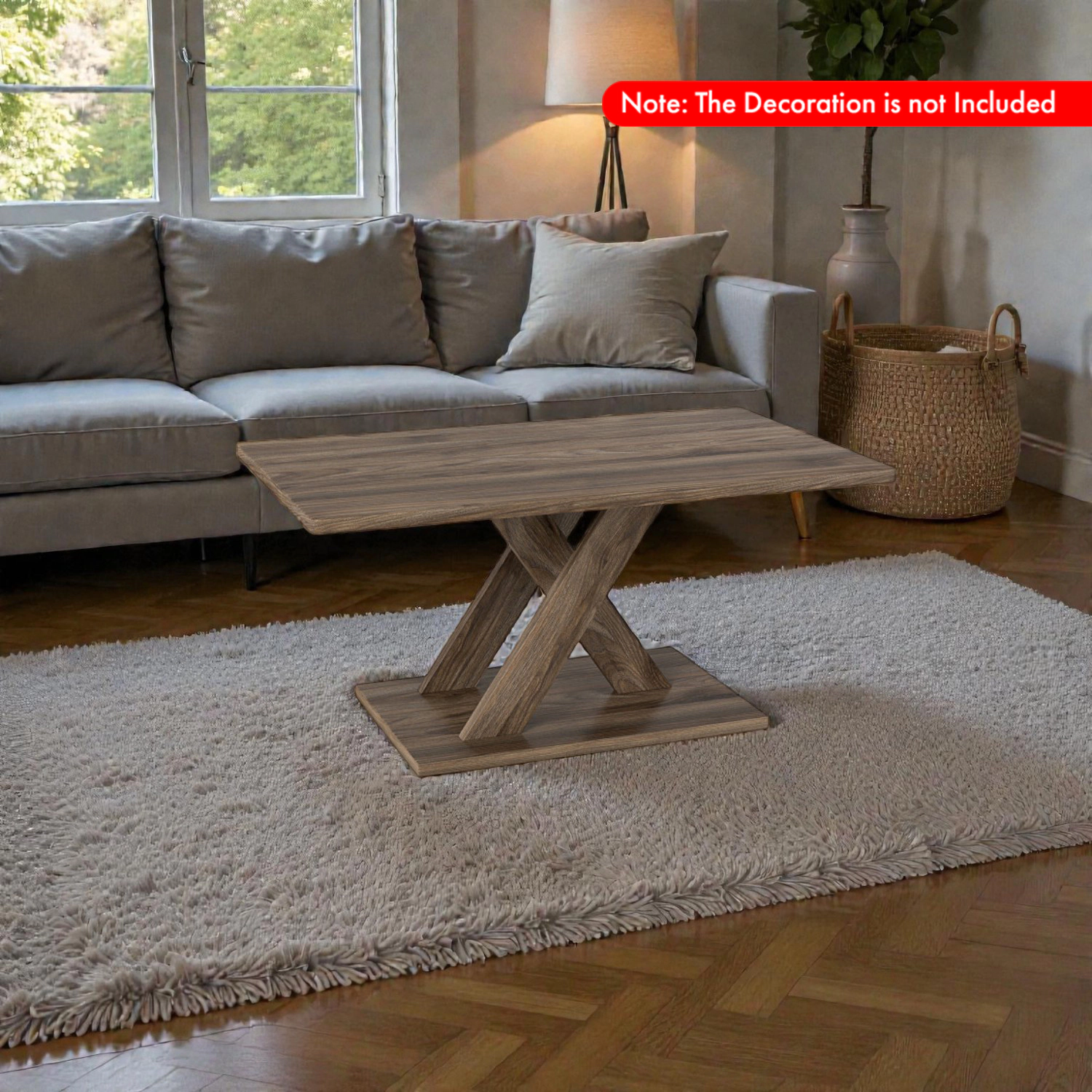 Hivvago Modern 37.5" Center Table with Solid Rubber Wood Frame and Stable Support