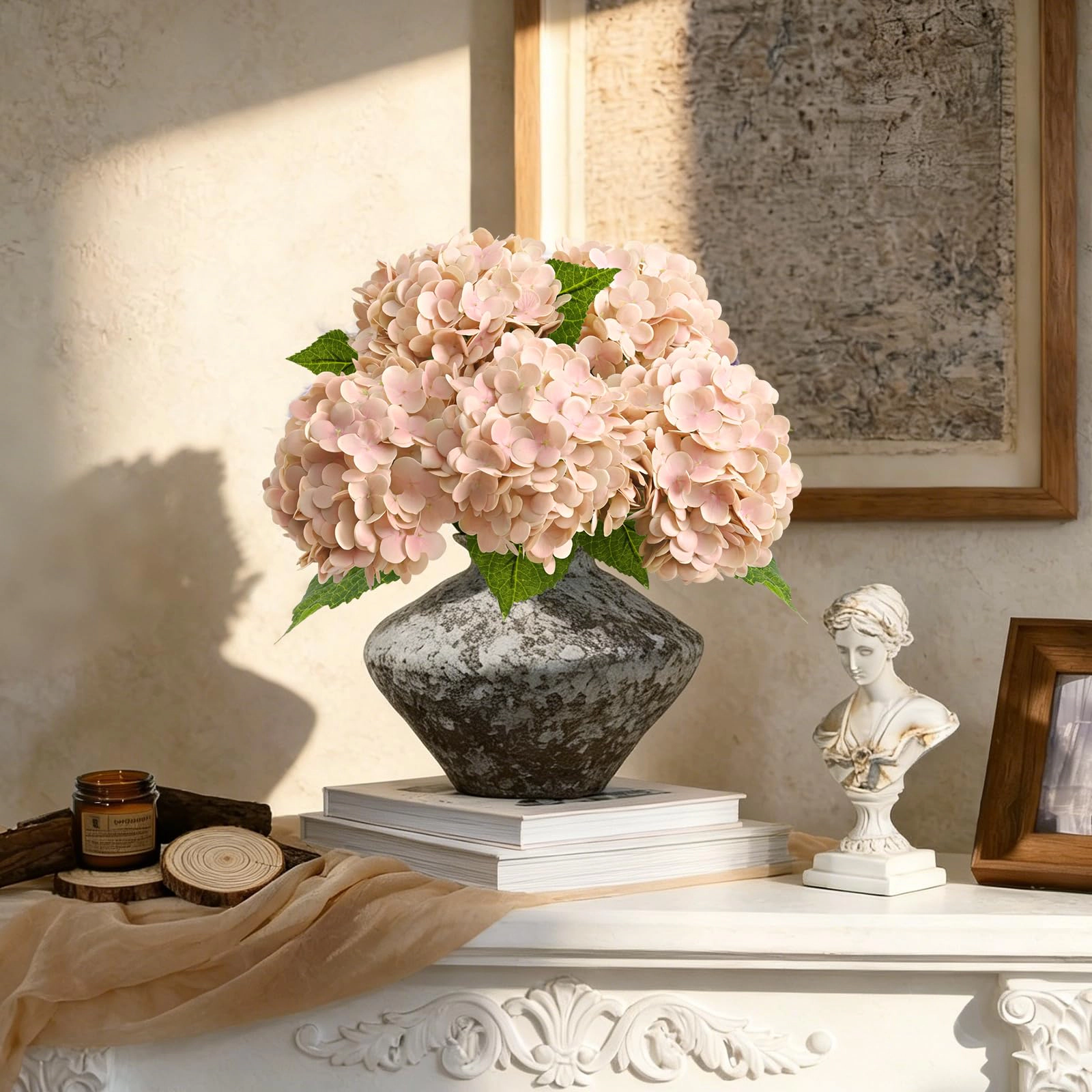 PUPWE Artificial Hydrangea Flowers Real Touch Latex
