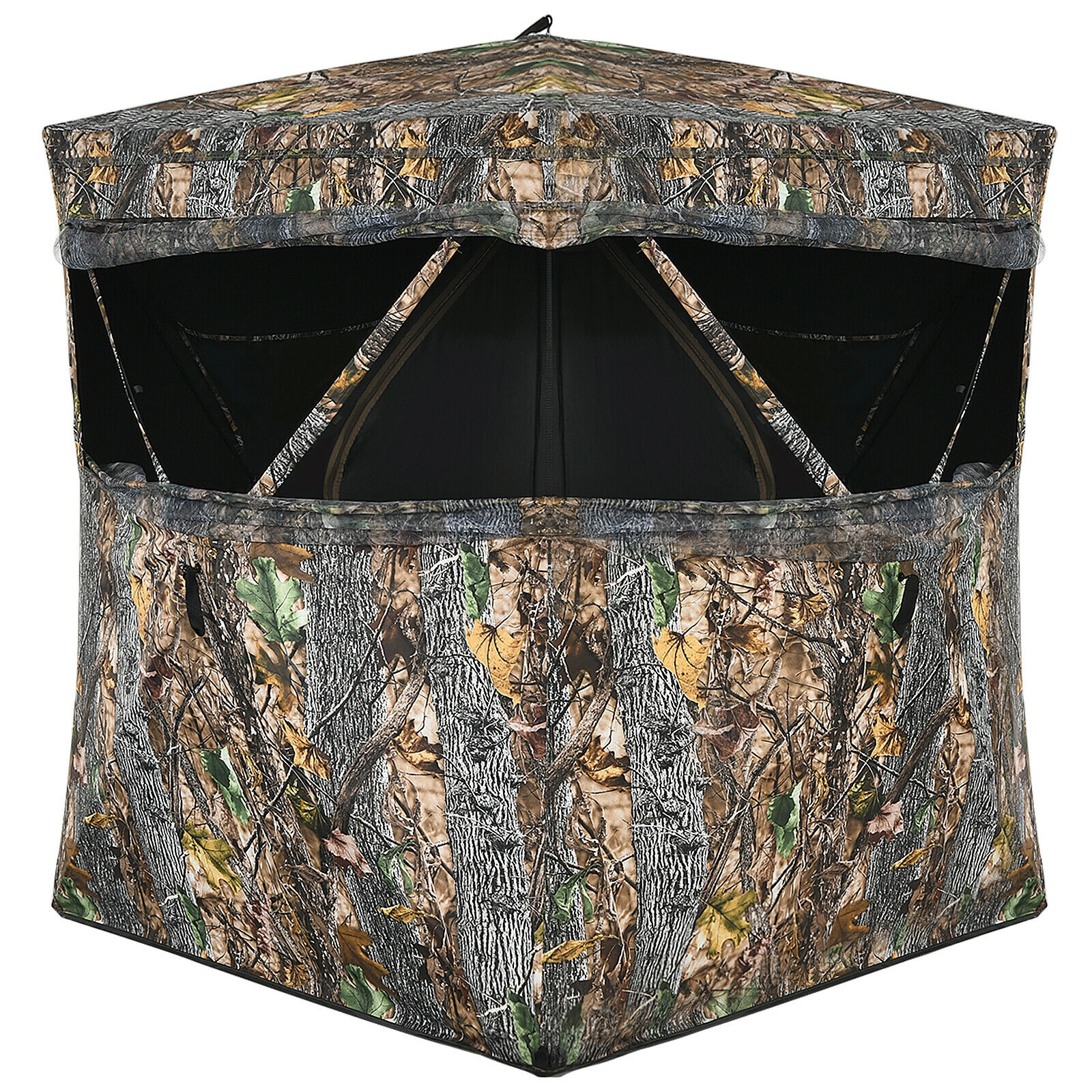SUGIFT Camouflage 74-in Tall Surround View Pop-Up Ground Blind with Slide Mesh Windows and Carry Bag