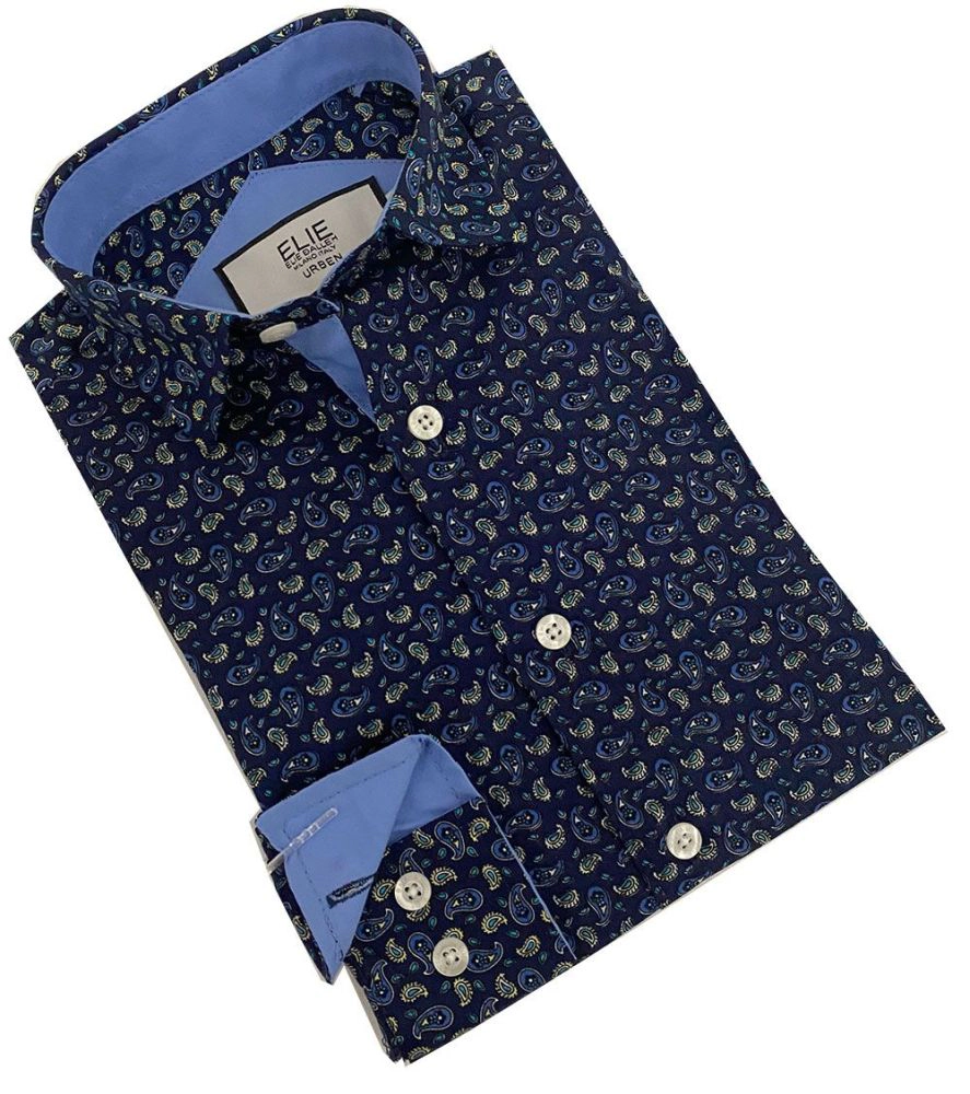 Elie Balleh Boys Slim Fit Paisley Short Sleeve Shirt